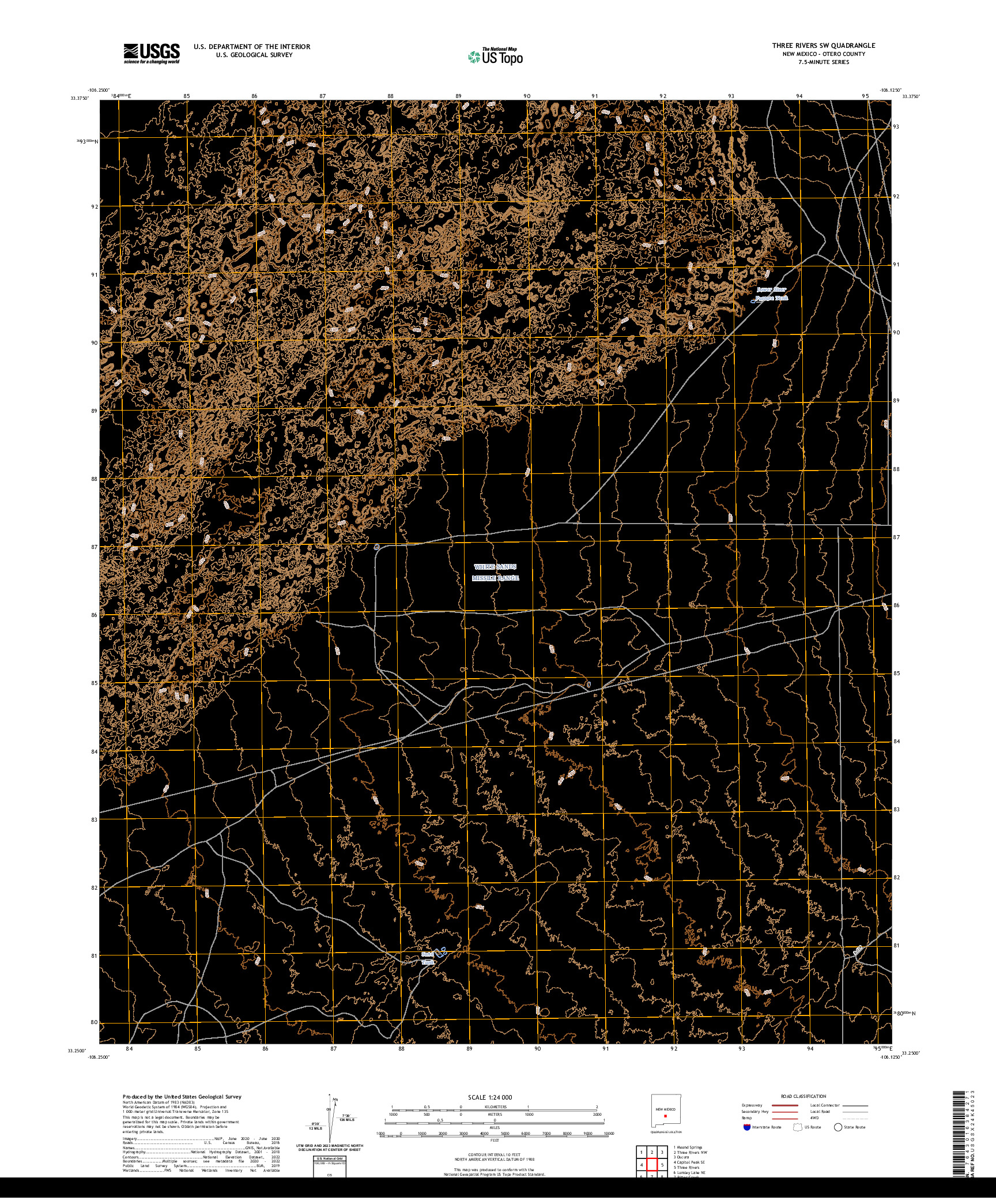 US TOPO 7.5-MINUTE MAP FOR THREE RIVERS SW, NM