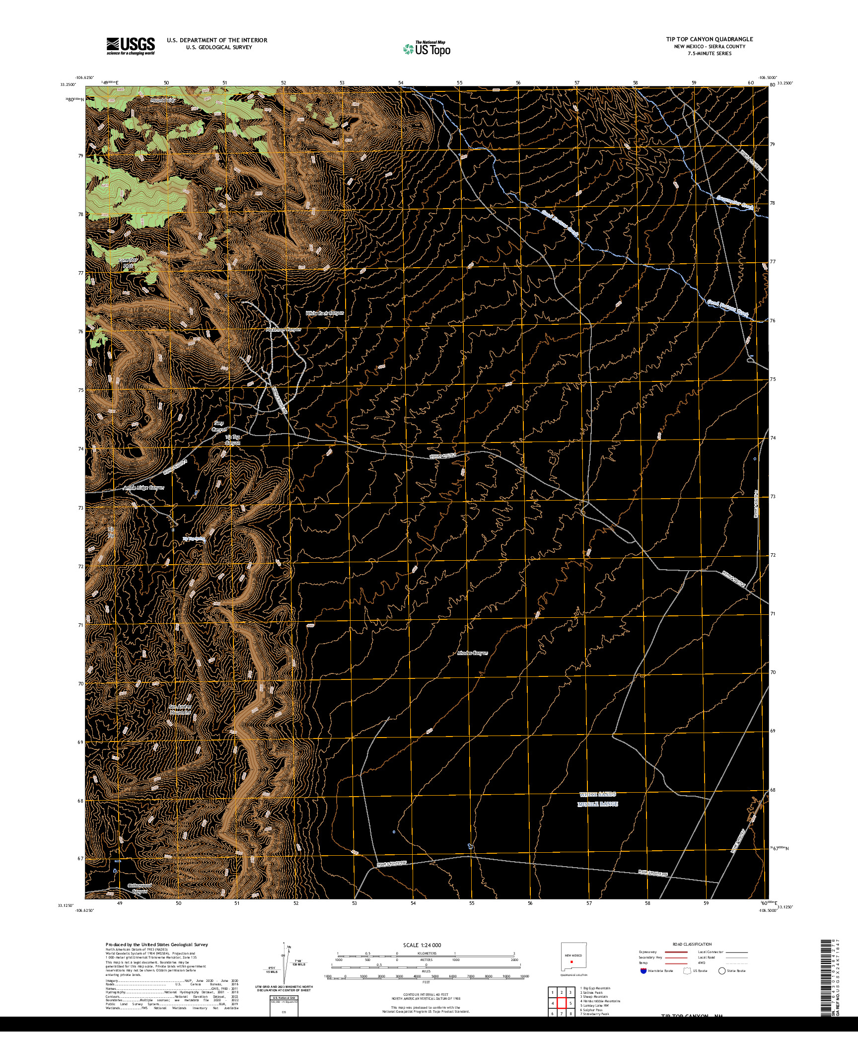 US TOPO 7.5-MINUTE MAP FOR TIP TOP CANYON, NM