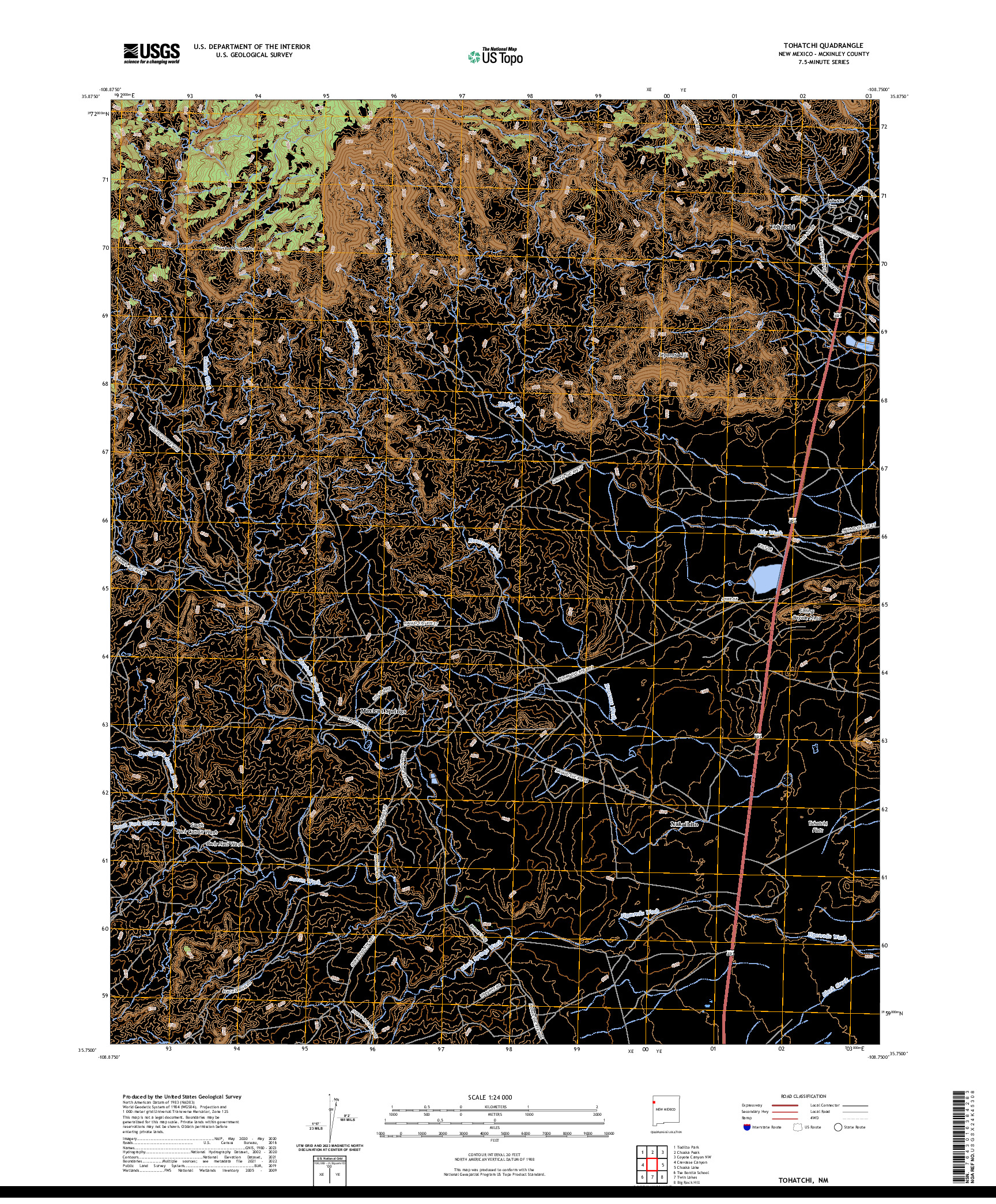 US TOPO 7.5-MINUTE MAP FOR TOHATCHI, NM