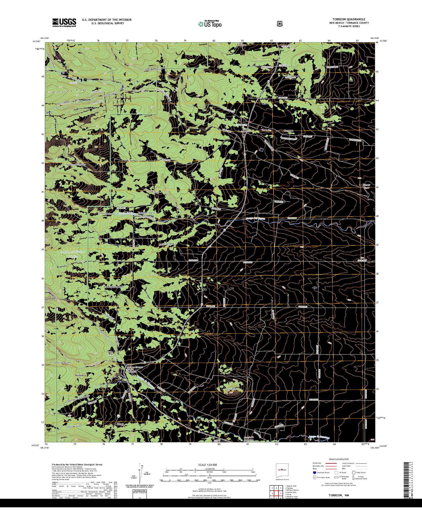 US TOPO 7.5-MINUTE MAP FOR TORREON, NM