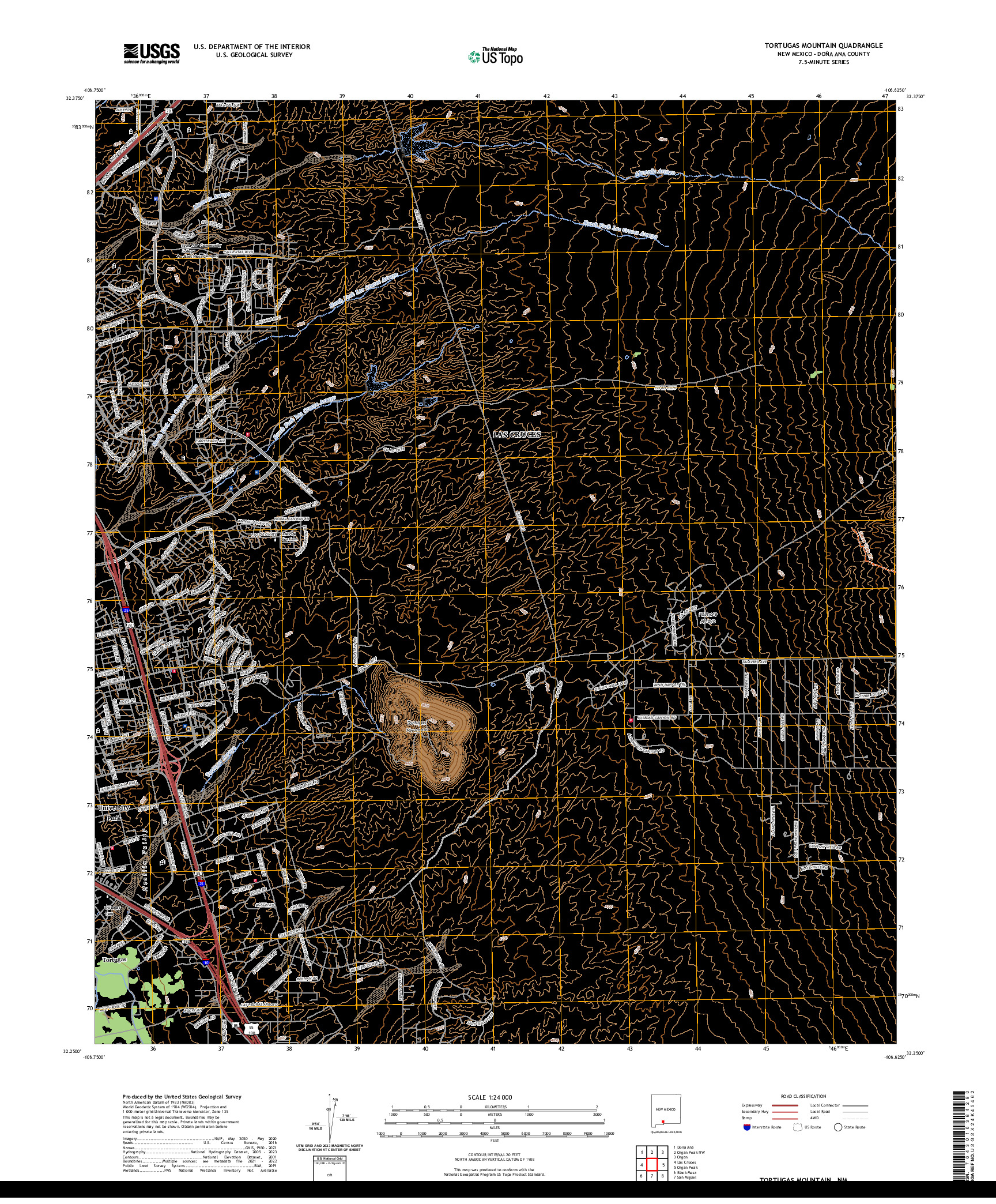 US TOPO 7.5-MINUTE MAP FOR TORTUGAS MOUNTAIN, NM