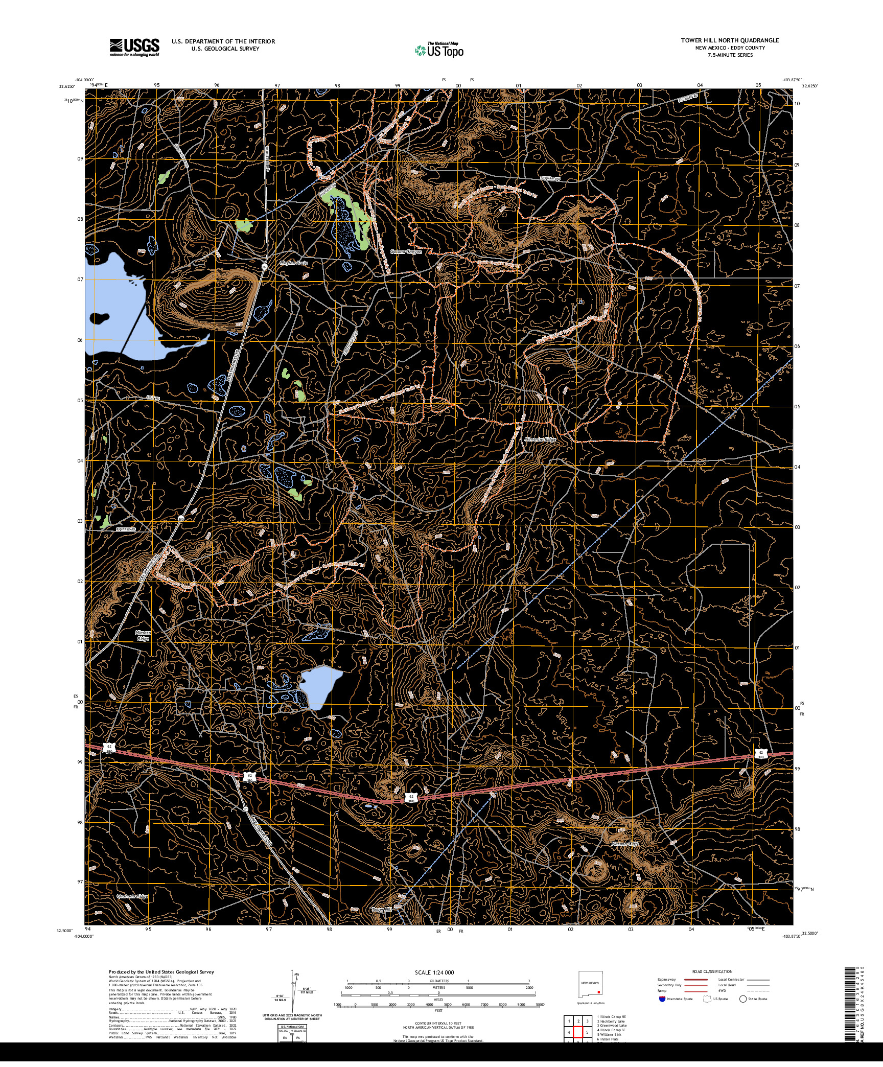 US TOPO 7.5-MINUTE MAP FOR TOWER HILL NORTH, NM