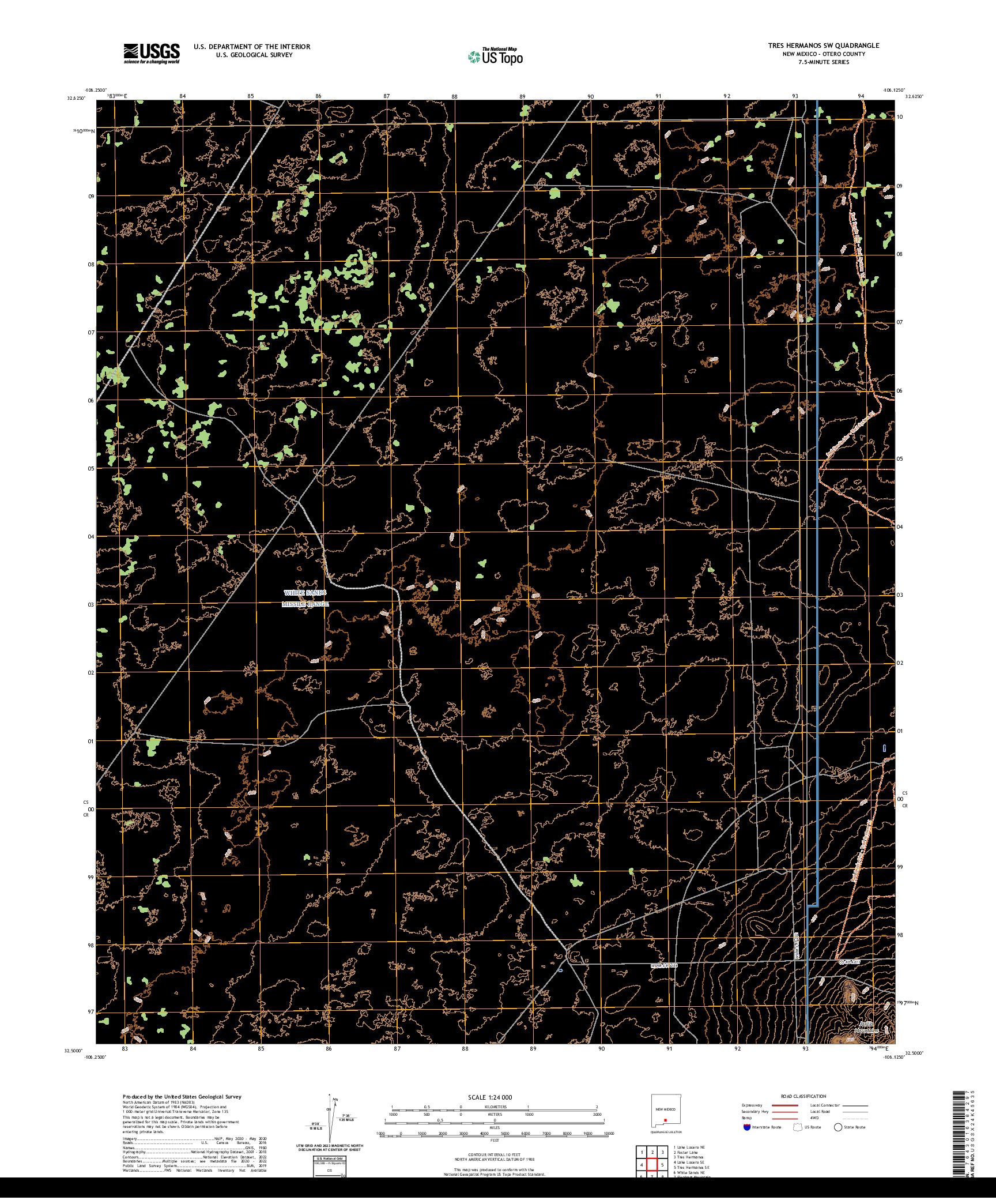 US TOPO 7.5-MINUTE MAP FOR TRES HERMANOS SW, NM