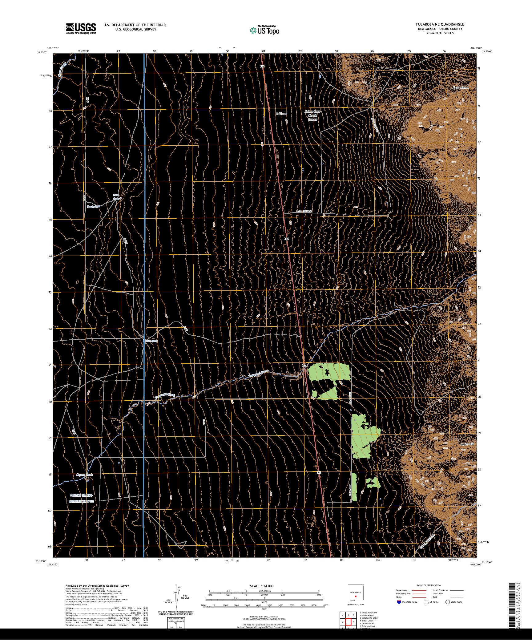 US TOPO 7.5-MINUTE MAP FOR TULAROSA NE, NM