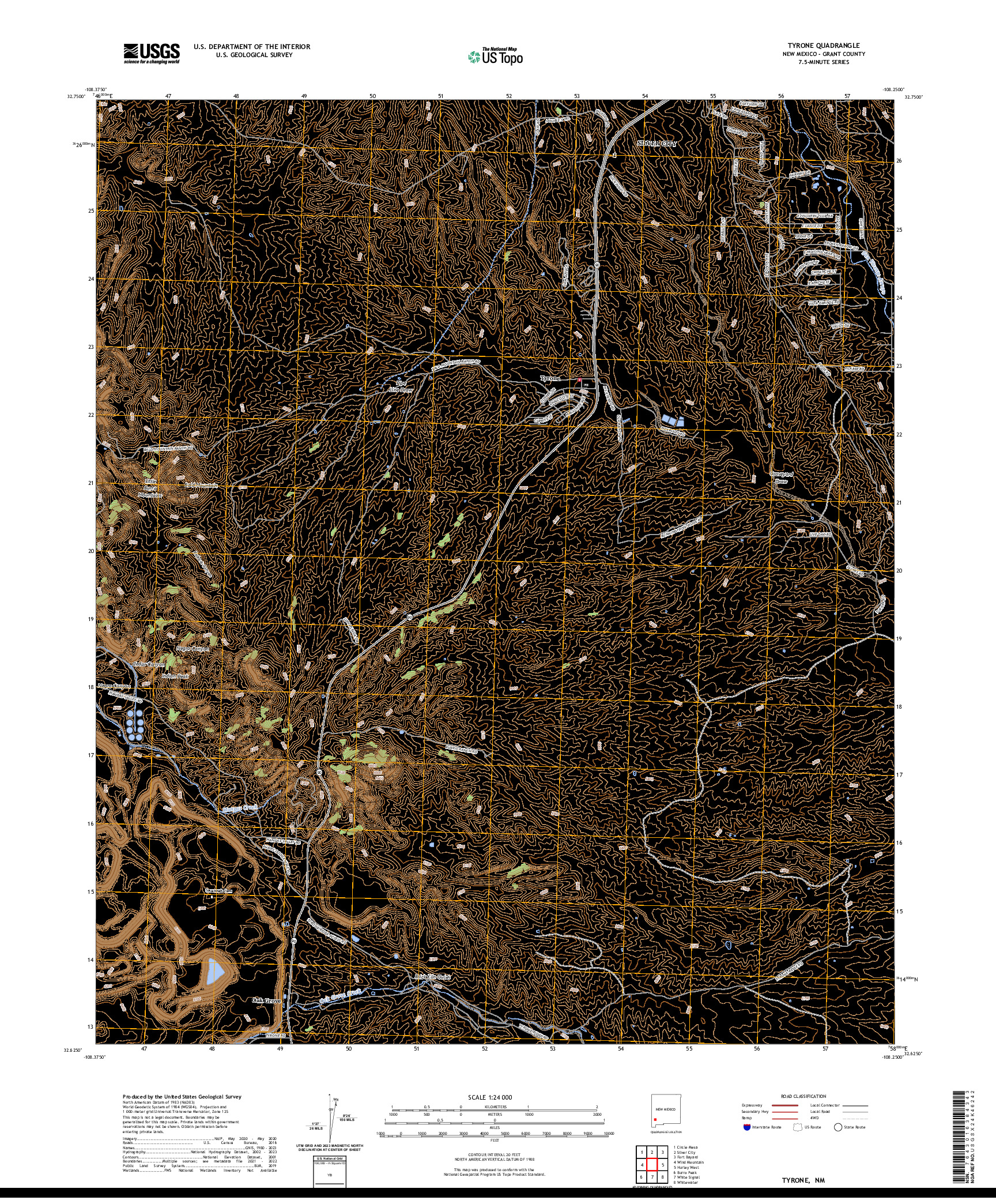 US TOPO 7.5-MINUTE MAP FOR TYRONE, NM
