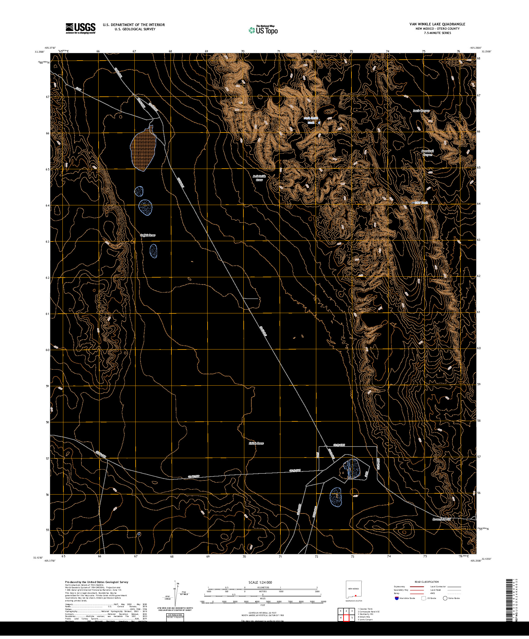US TOPO 7.5-MINUTE MAP FOR VAN WINKLE LAKE, NM
