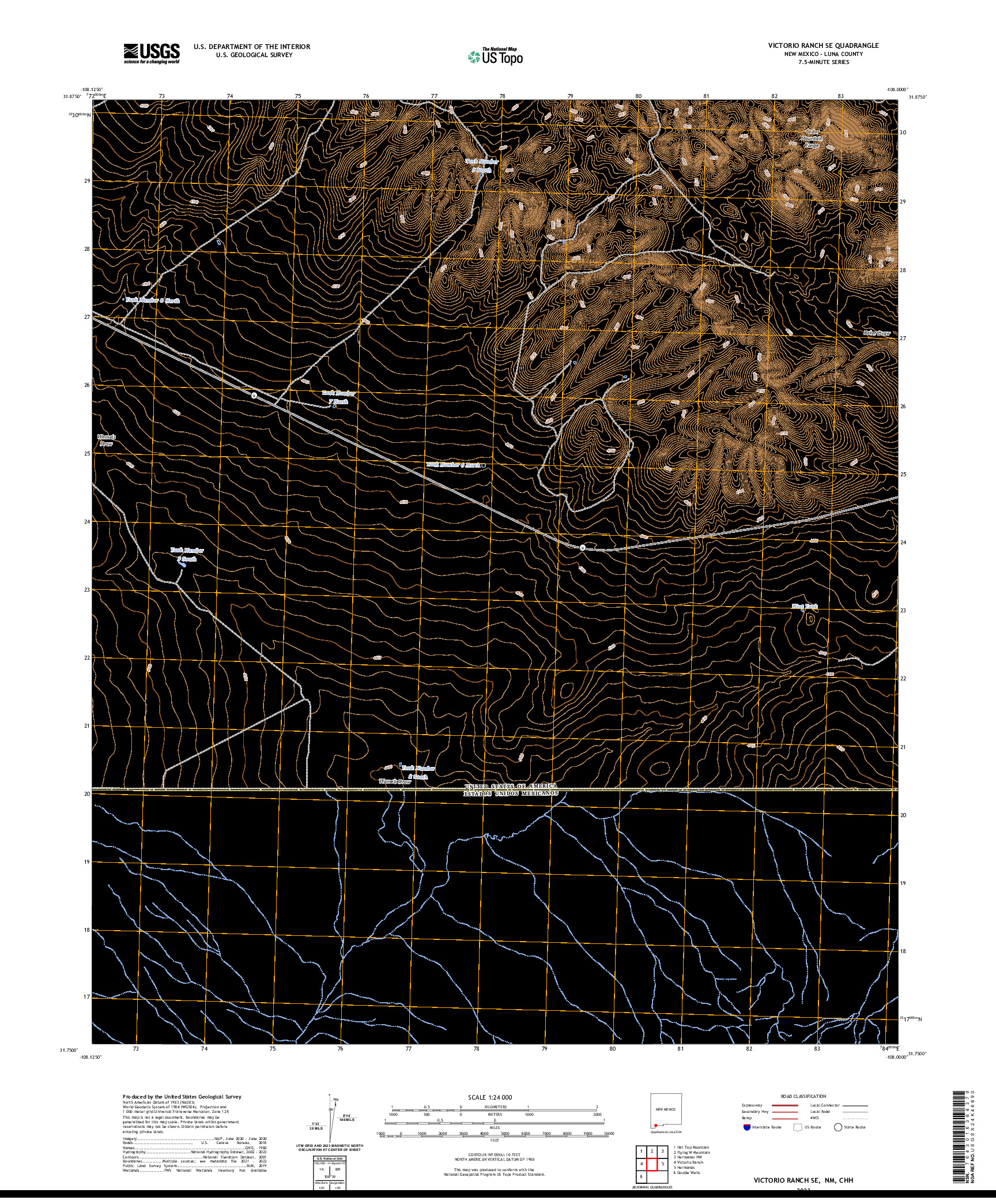 US TOPO 7.5-MINUTE MAP FOR VICTORIO RANCH SE, NM,CHH