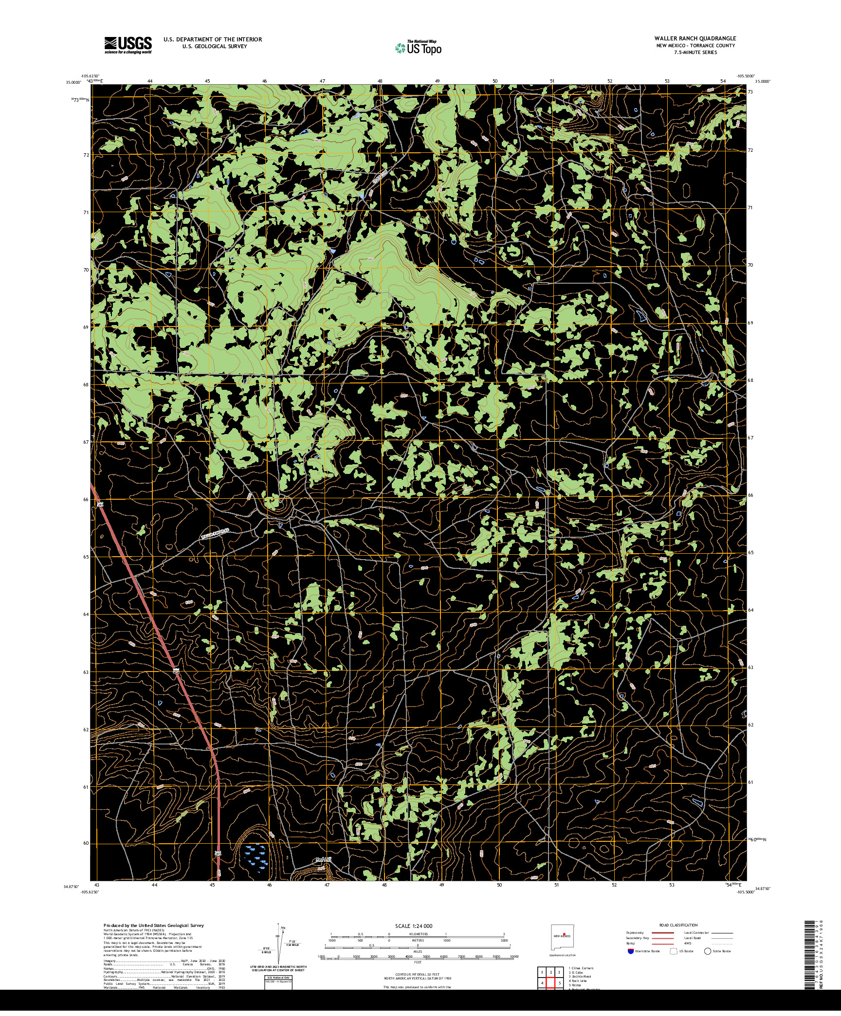 US TOPO 7.5-MINUTE MAP FOR WALLER RANCH, NM