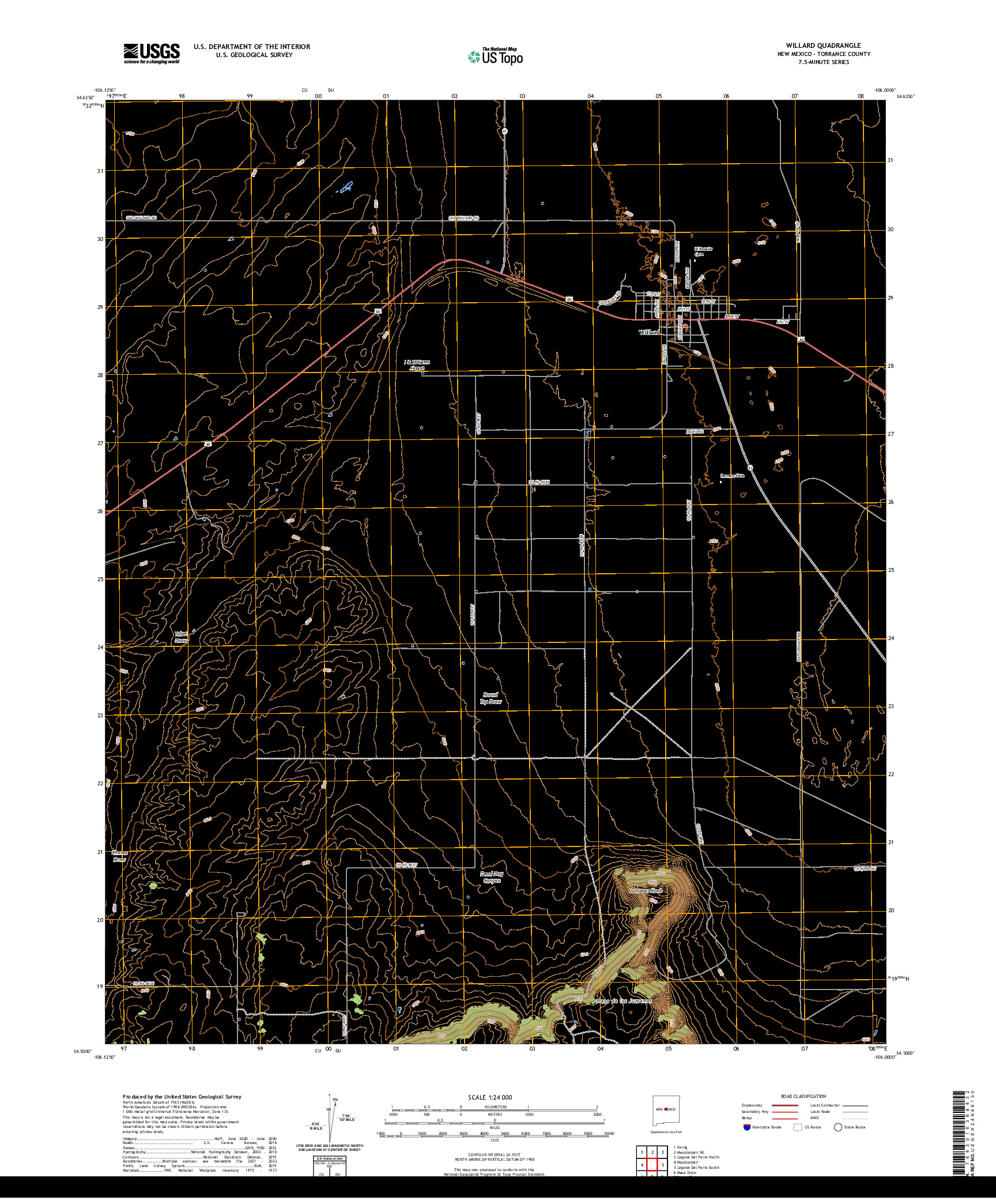 US TOPO 7.5-MINUTE MAP FOR WILLARD, NM