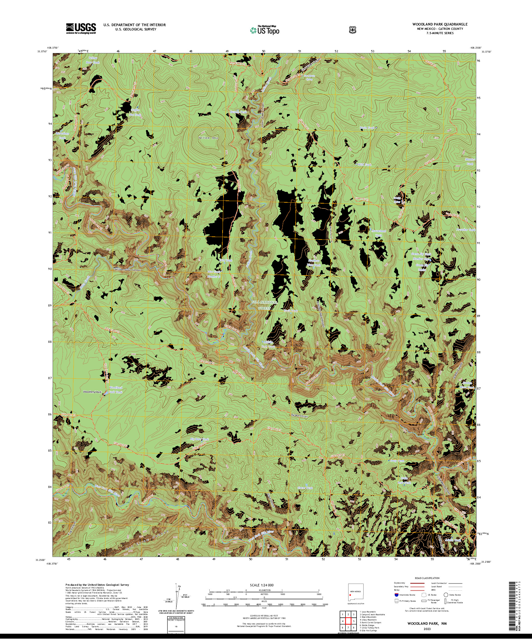 US TOPO 7.5-MINUTE MAP FOR WOODLAND PARK, NM