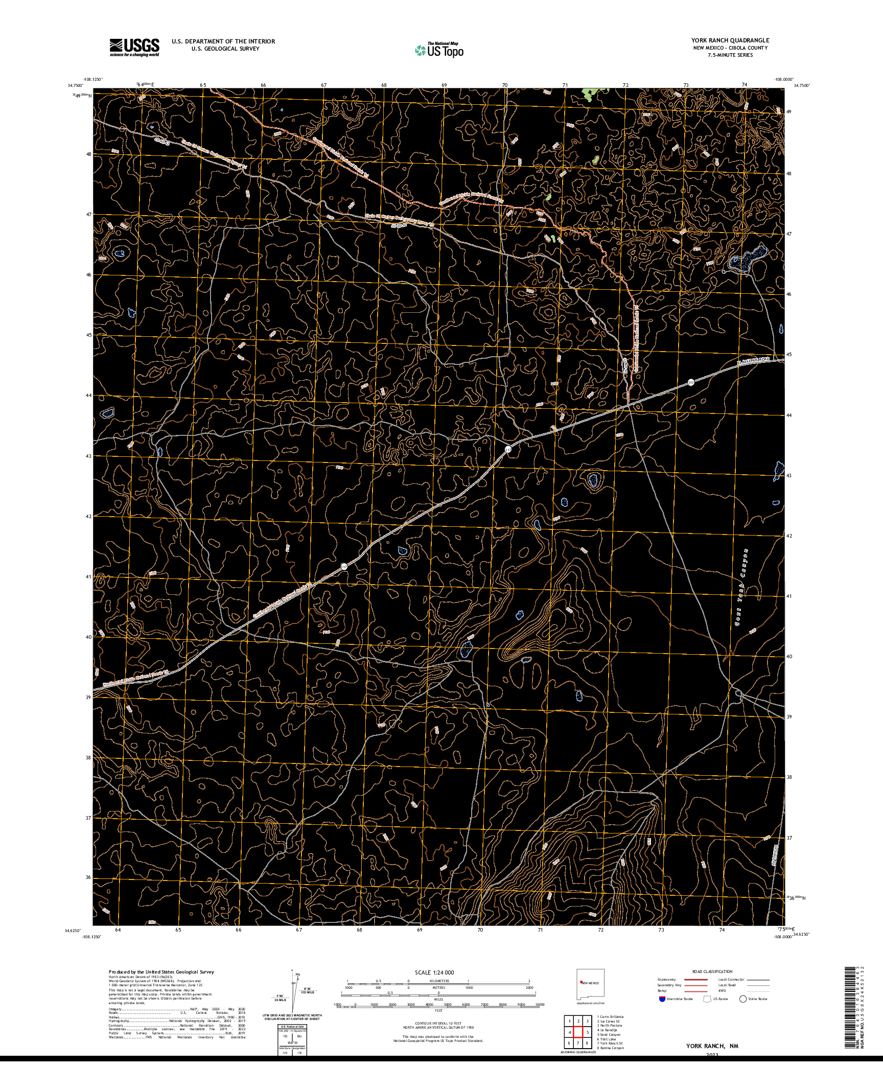 US TOPO 7.5-MINUTE MAP FOR YORK RANCH, NM