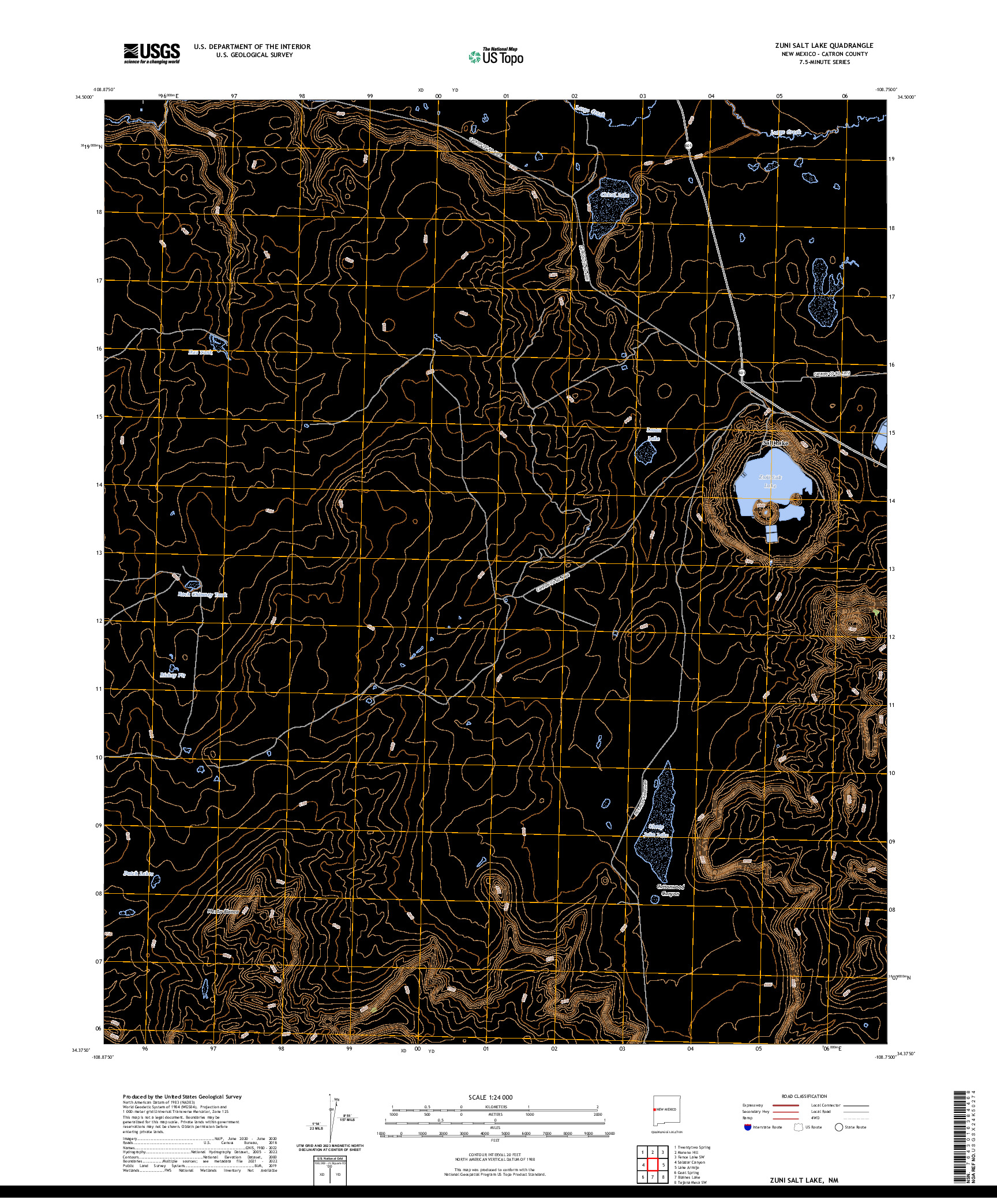 US TOPO 7.5-MINUTE MAP FOR ZUNI SALT LAKE, NM