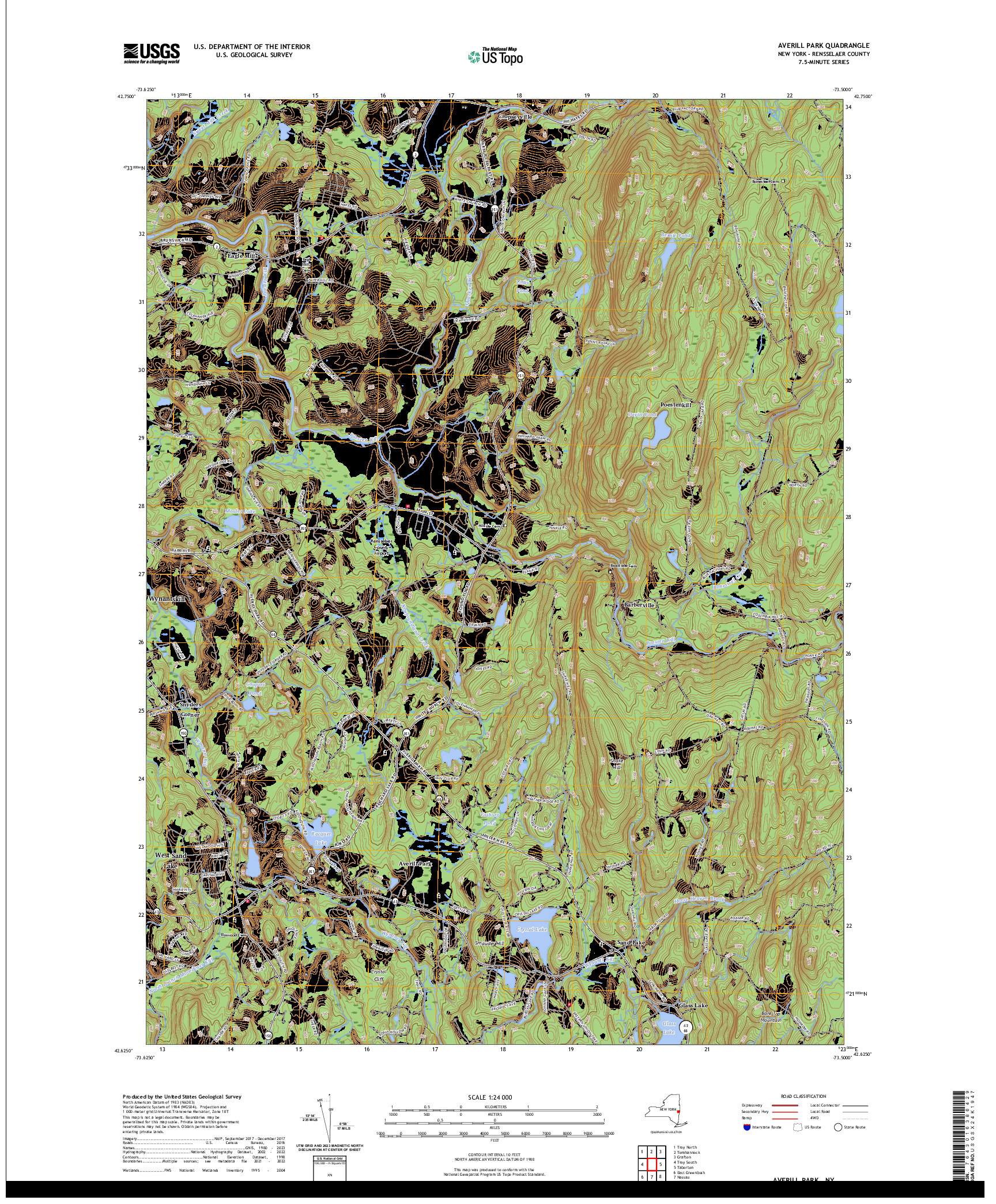 US TOPO 7.5-MINUTE MAP FOR AVERILL PARK, NY