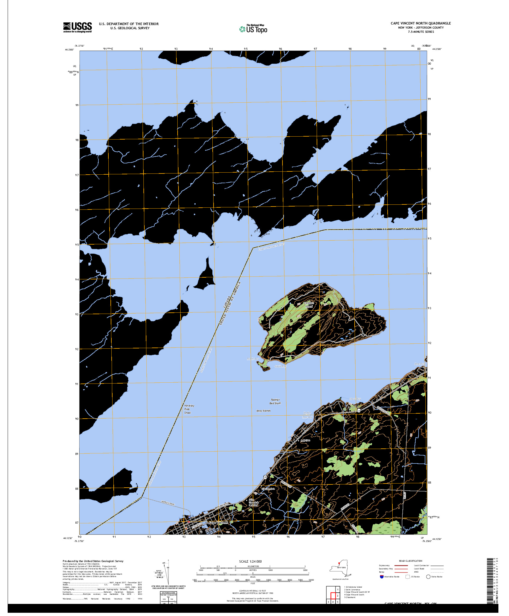 US TOPO 7.5-MINUTE MAP FOR CAPE VINCENT NORTH, NY,ON
