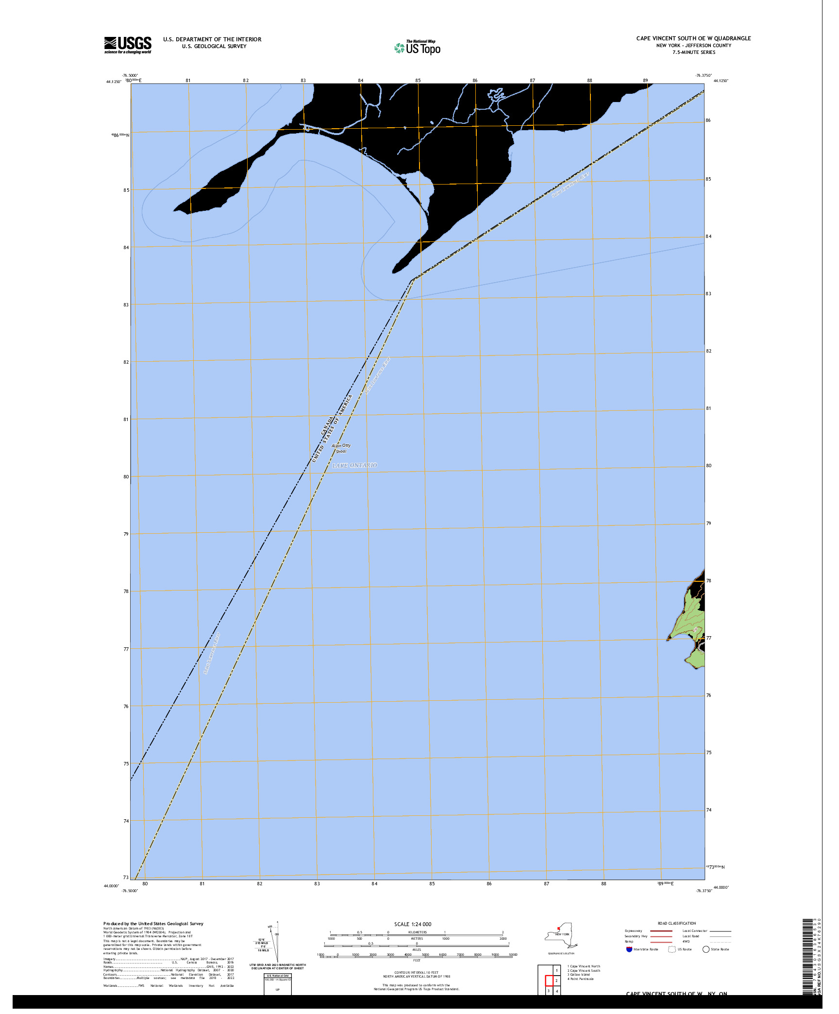US TOPO 7.5-MINUTE MAP FOR CAPE VINCENT SOUTH OE W, NY,ON