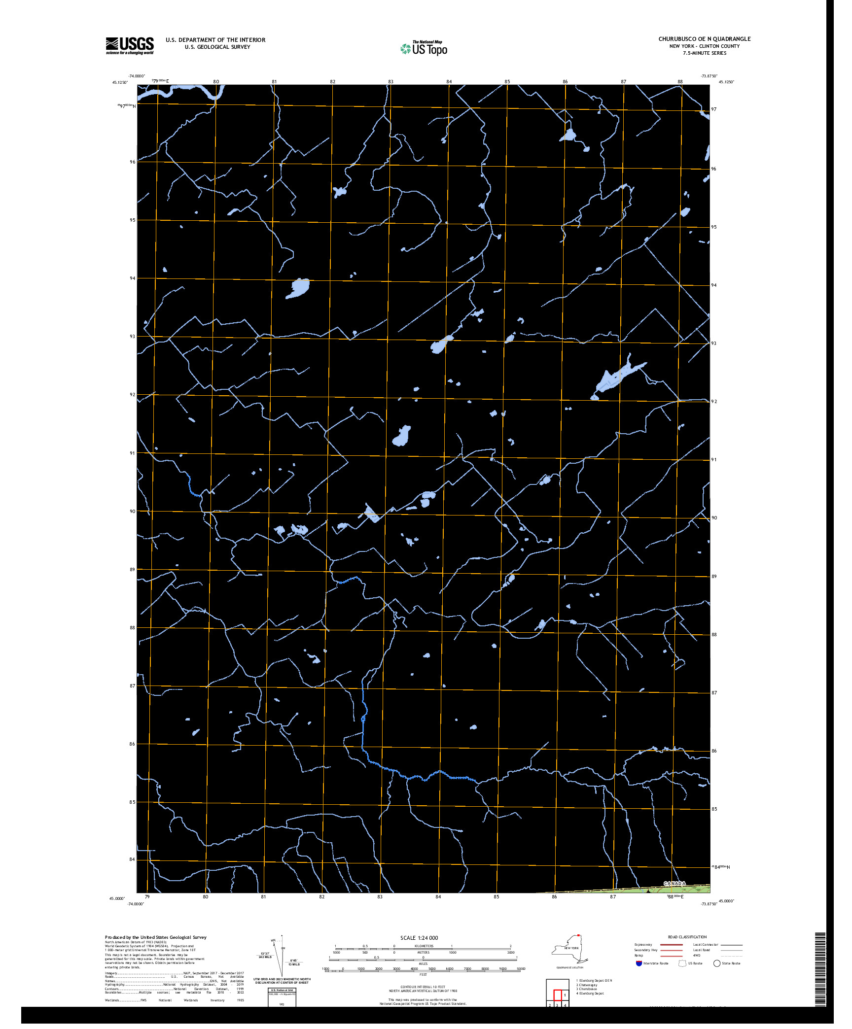 US TOPO 7.5-MINUTE MAP FOR CHURUBUSCO OE N, NY,QC