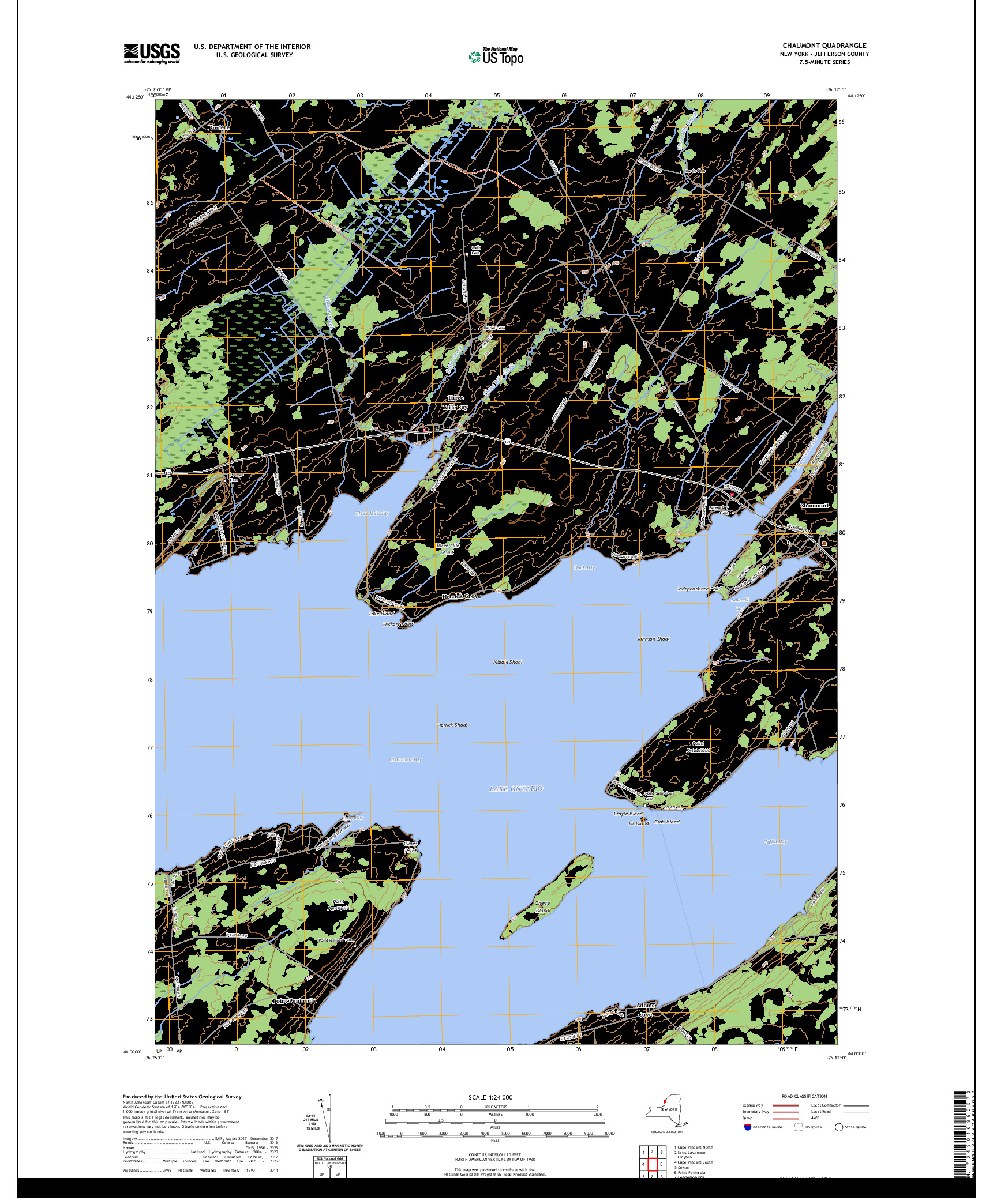 US TOPO 7.5-MINUTE MAP FOR CHAUMONT, NY
