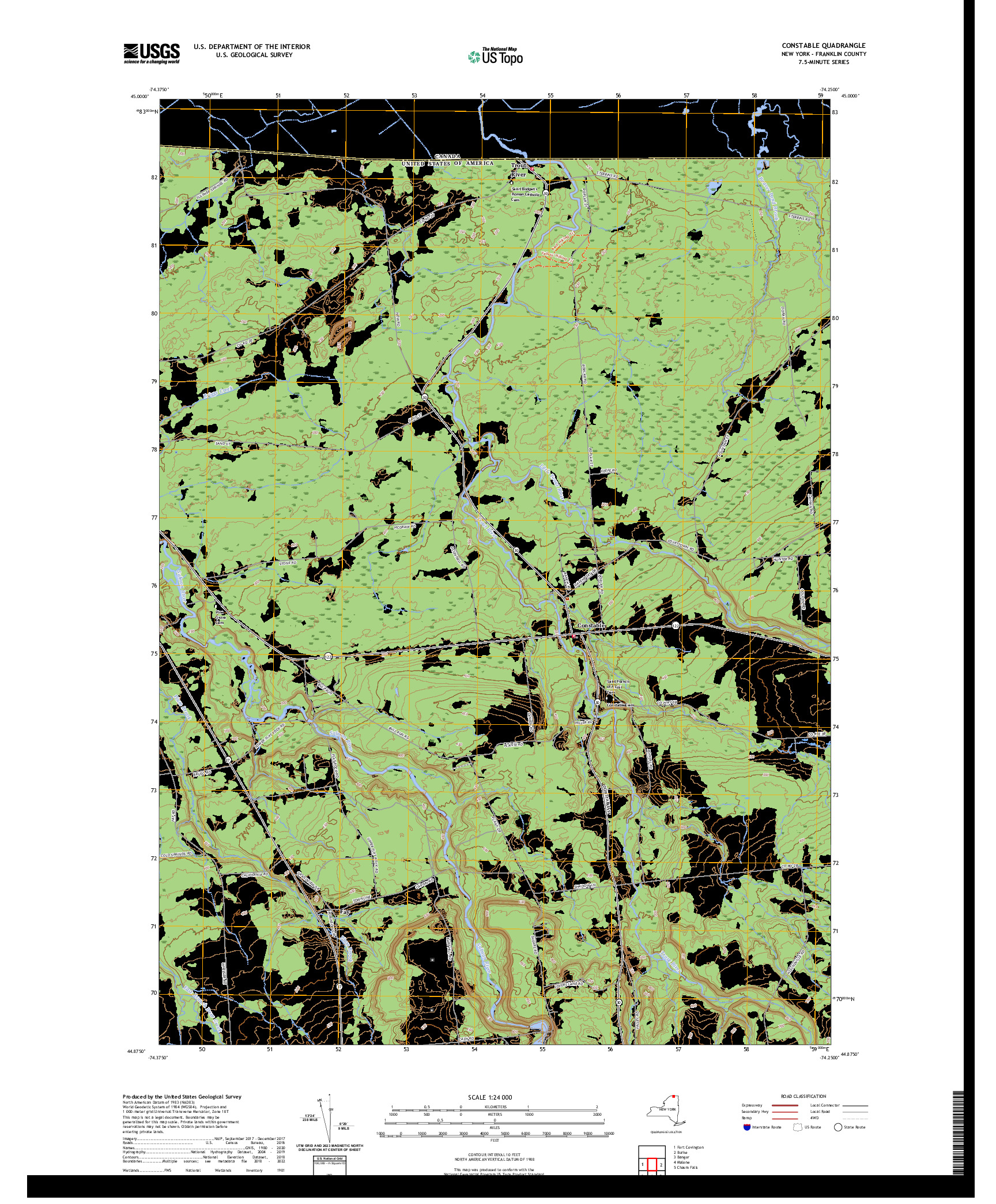 US TOPO 7.5-MINUTE MAP FOR CONSTABLE, NY,QC