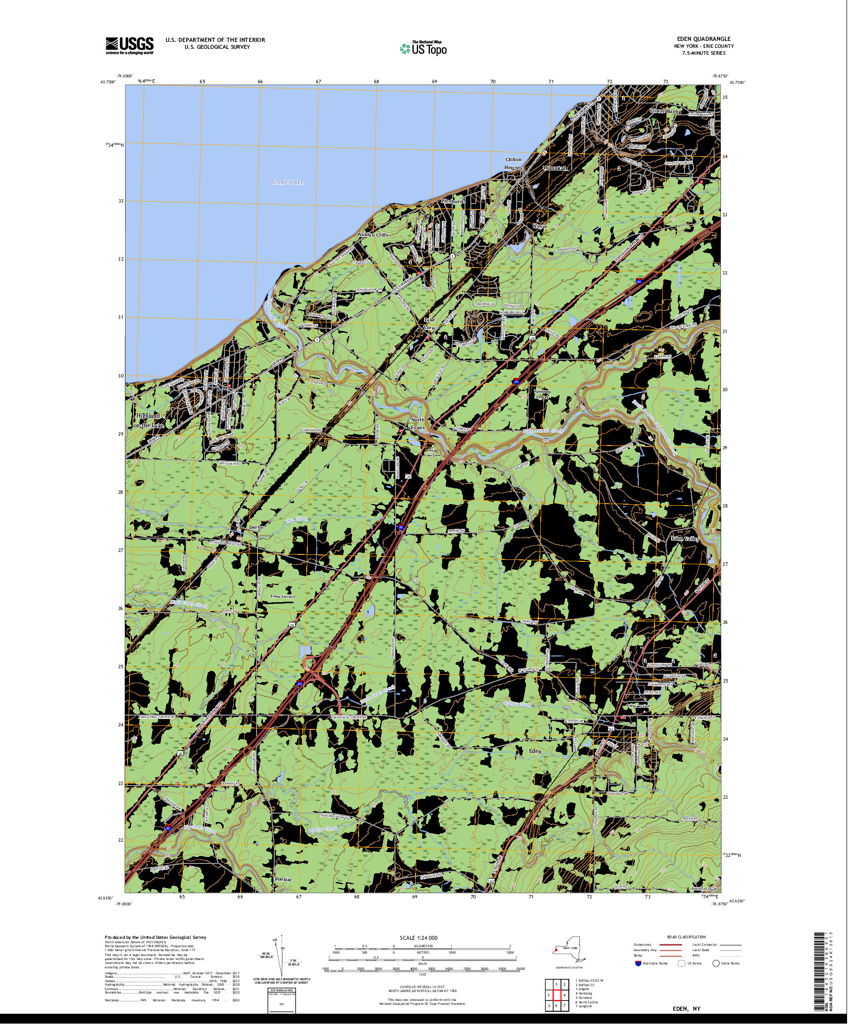US TOPO 7.5-MINUTE MAP FOR EDEN, NY