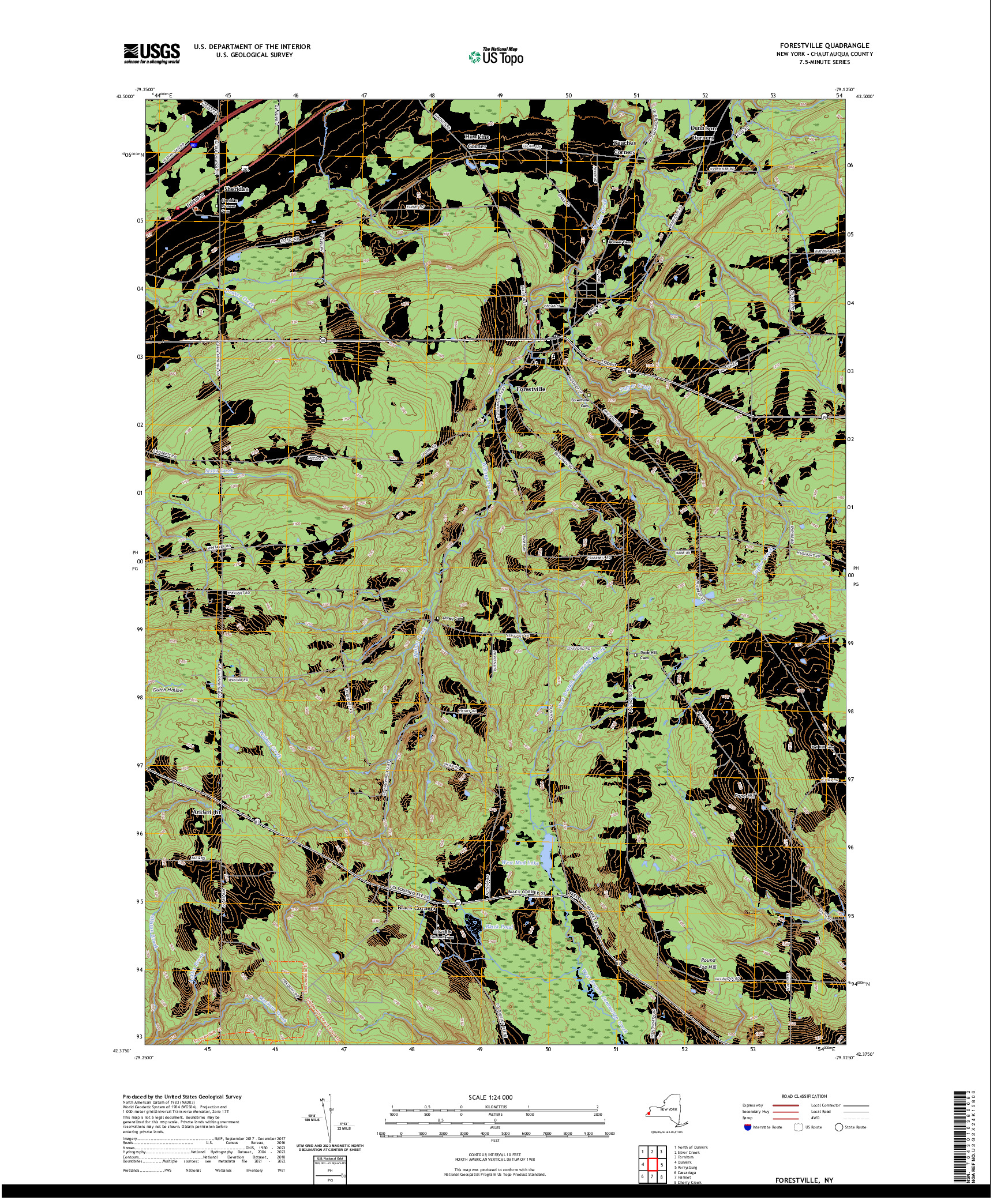 US TOPO 7.5-MINUTE MAP FOR FORESTVILLE, NY