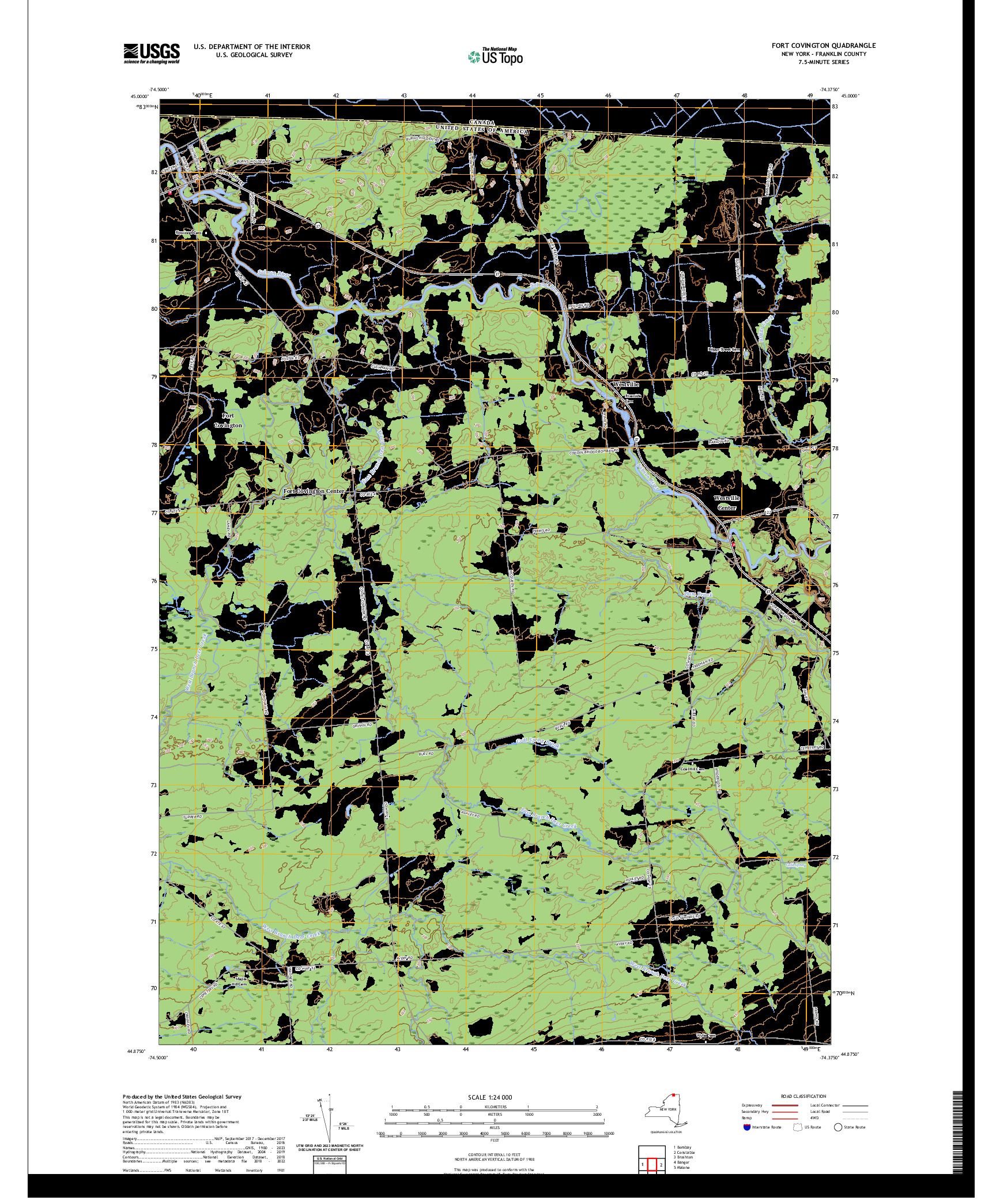 US TOPO 7.5-MINUTE MAP FOR FORT COVINGTON, NY,QC