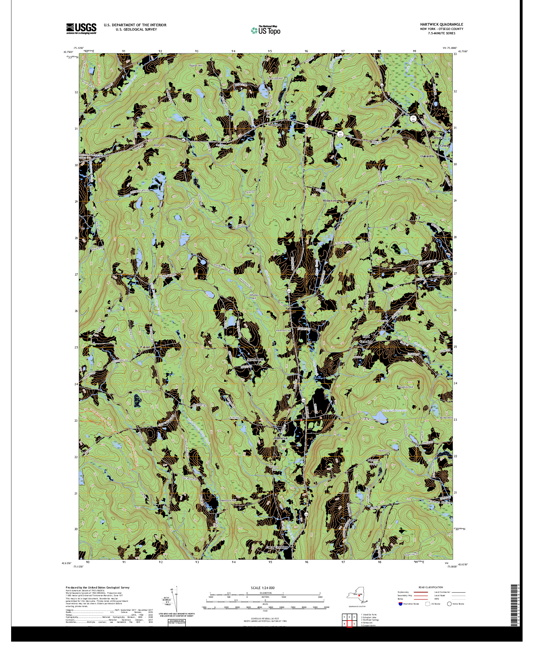 US TOPO 7.5-MINUTE MAP FOR HARTWICK, NY