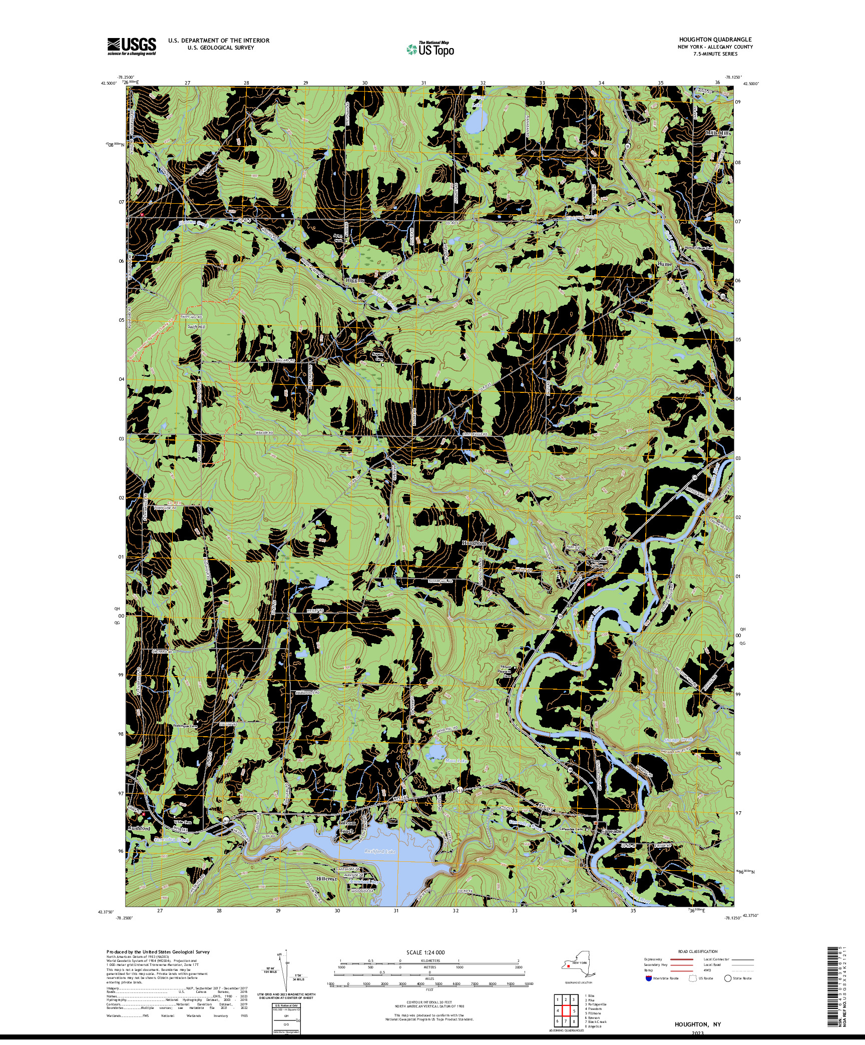 US TOPO 7.5-MINUTE MAP FOR HOUGHTON, NY