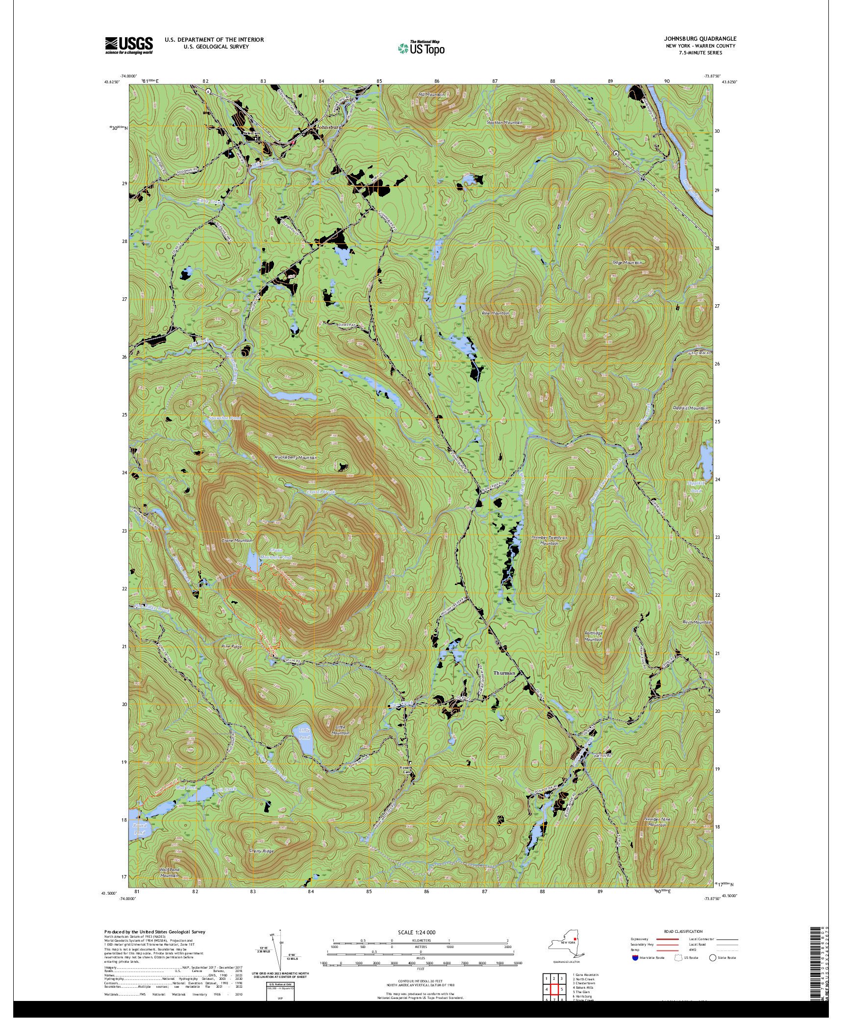 US TOPO 7.5-MINUTE MAP FOR JOHNSBURG, NY