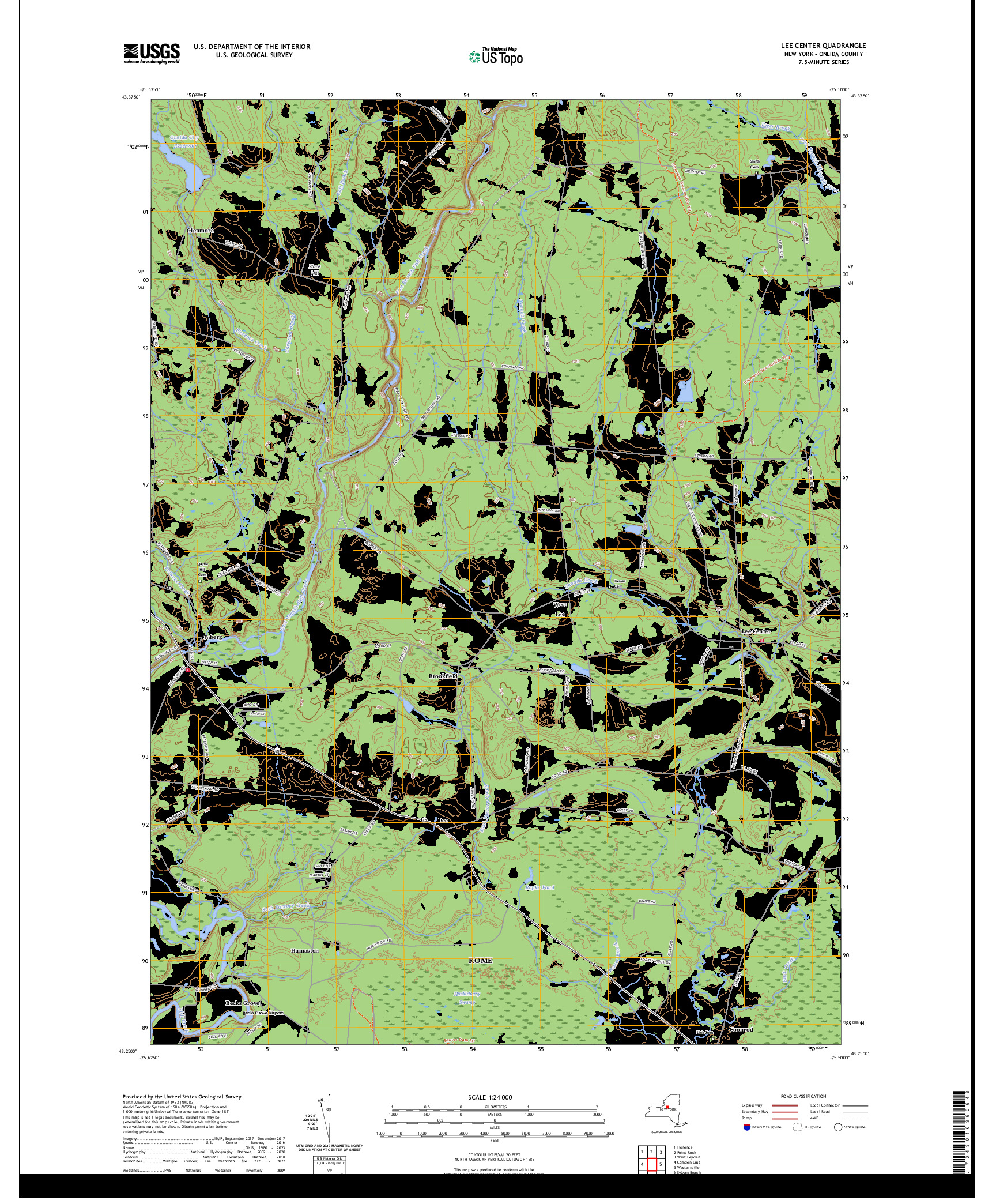US TOPO 7.5-MINUTE MAP FOR LEE CENTER, NY