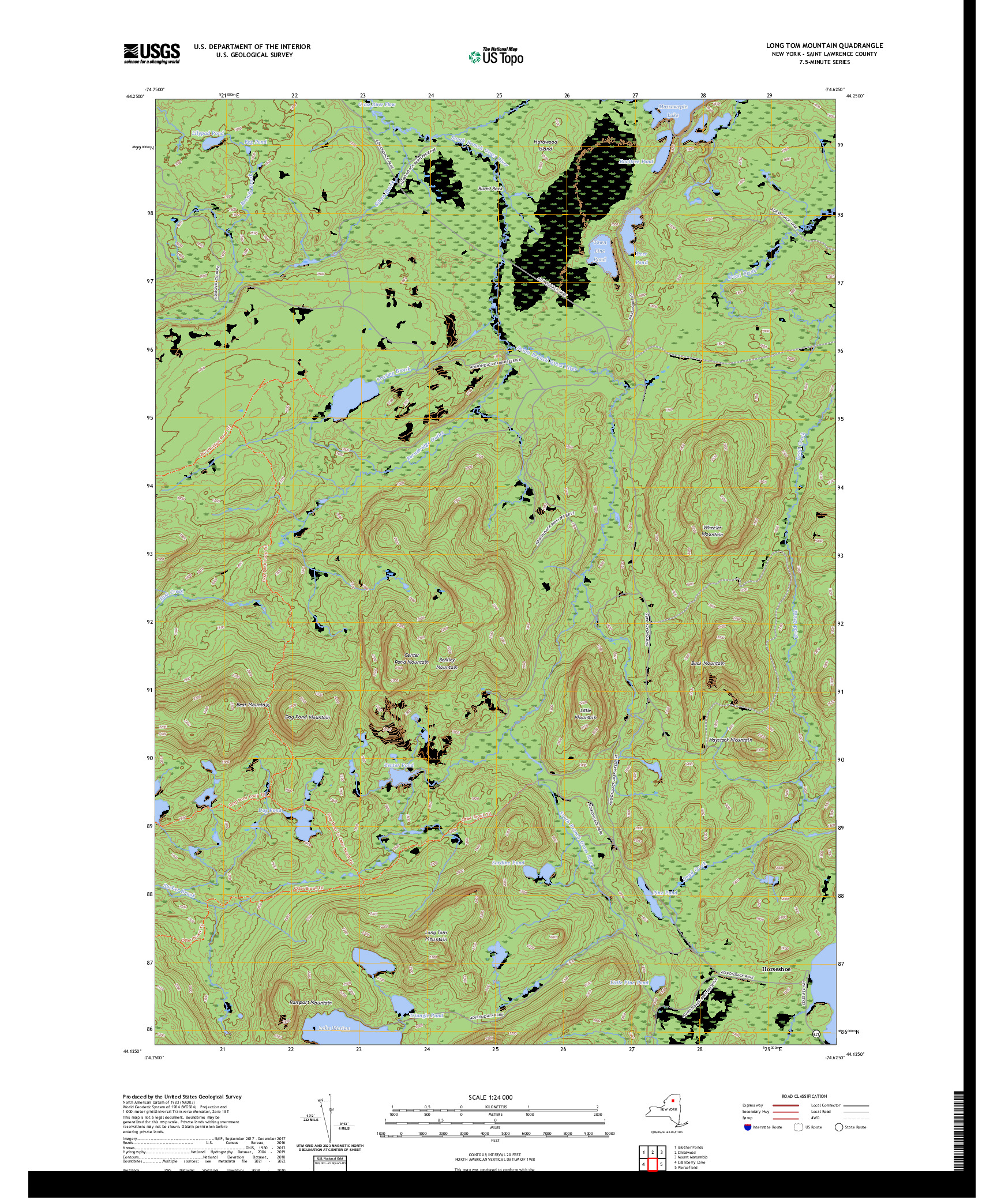 US TOPO 7.5-MINUTE MAP FOR LONG TOM MOUNTAIN, NY