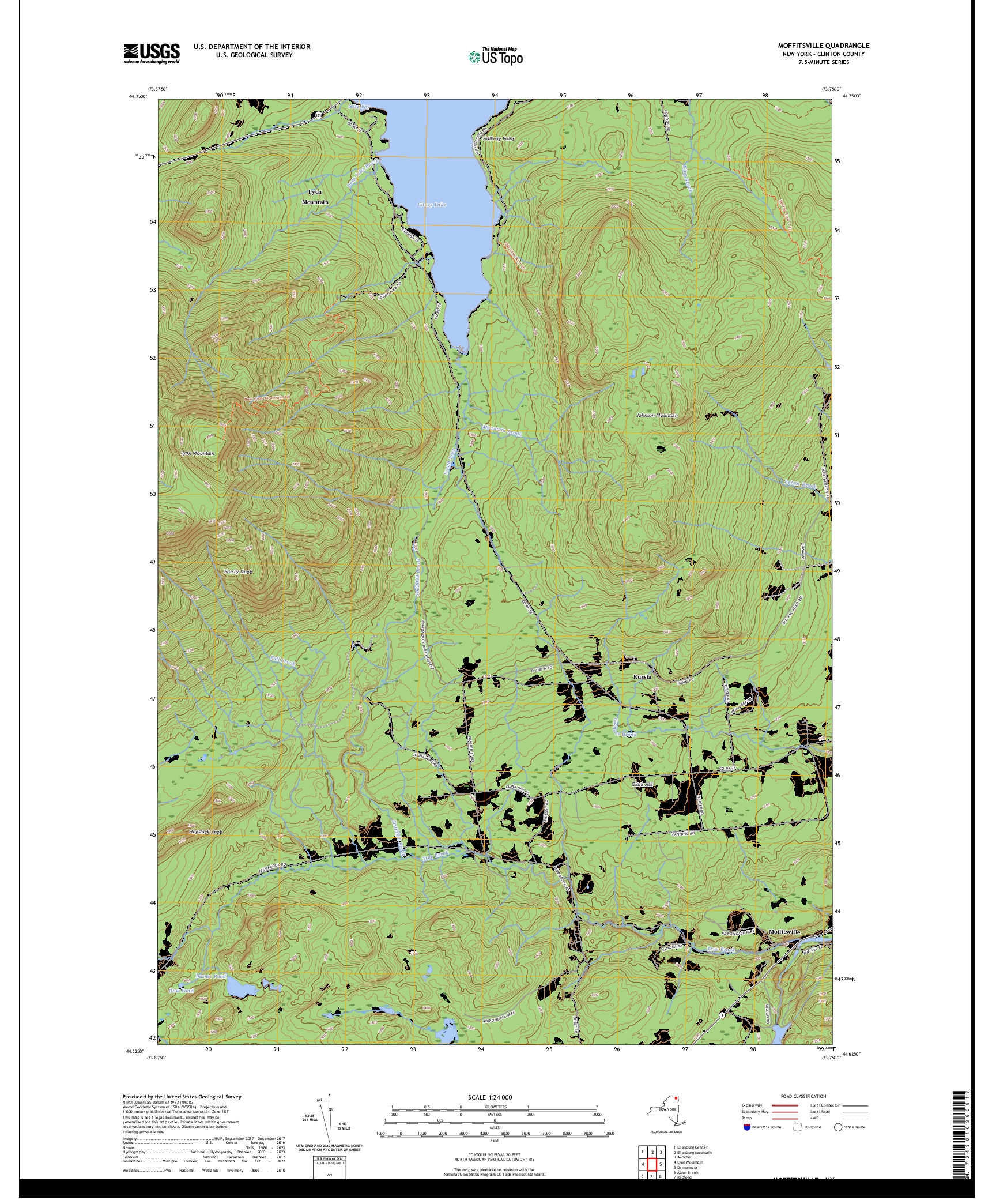 US TOPO 7.5-MINUTE MAP FOR MOFFITSVILLE, NY