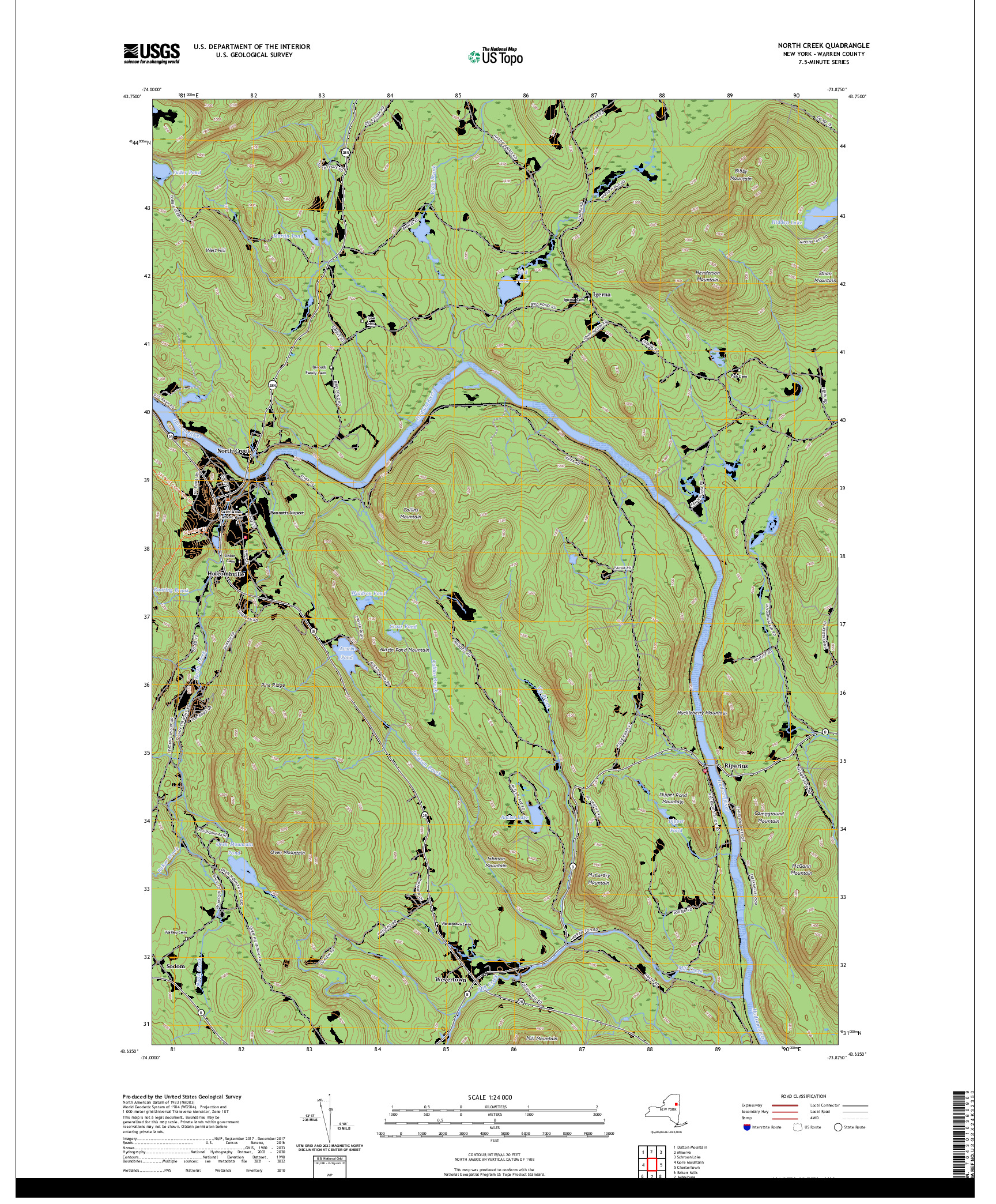 US TOPO 7.5-MINUTE MAP FOR NORTH CREEK, NY