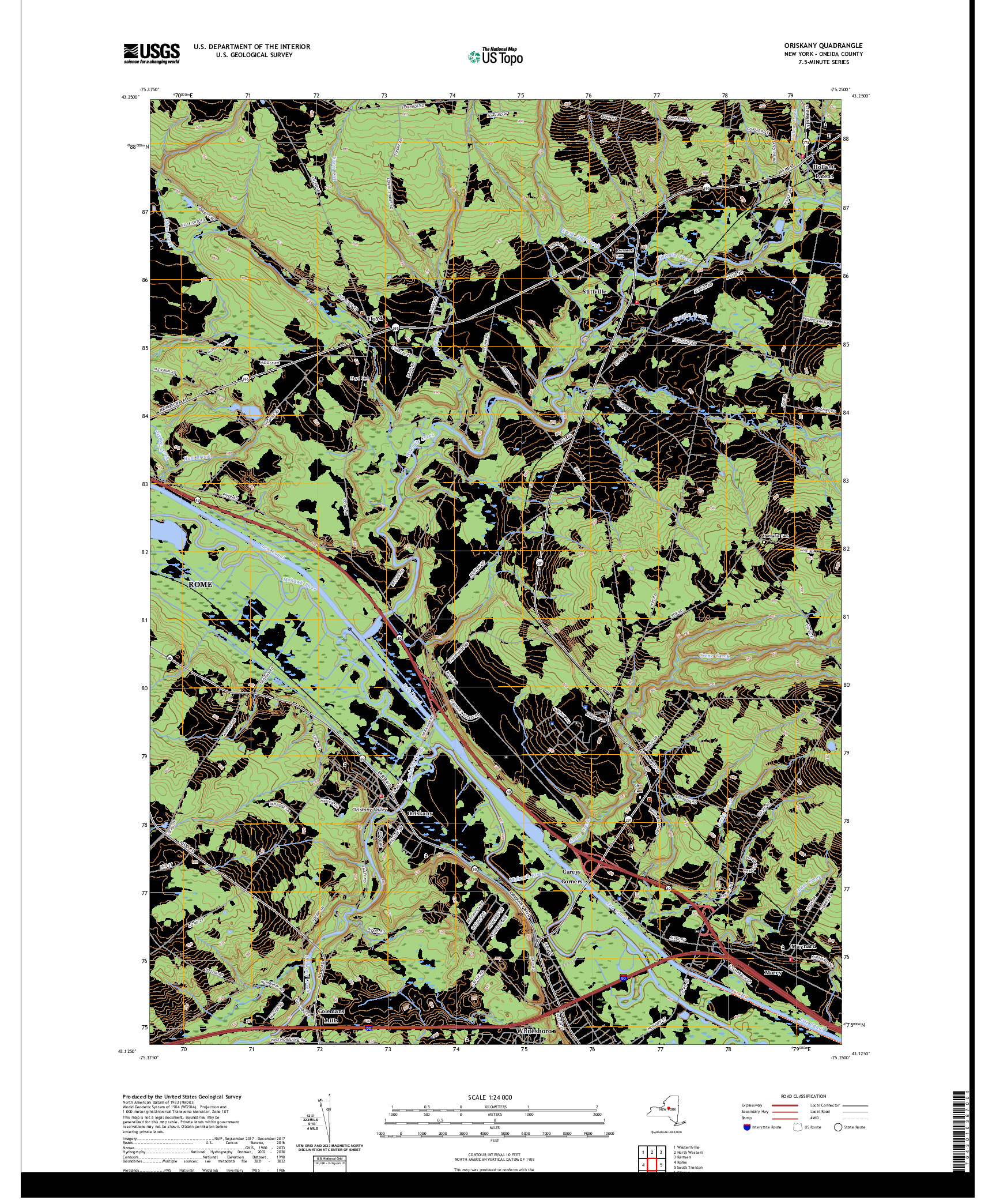 US TOPO 7.5-MINUTE MAP FOR ORISKANY, NY