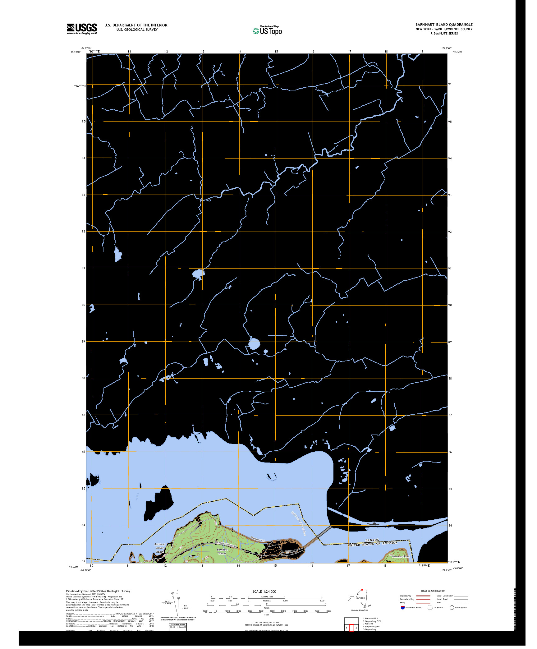 US TOPO 7.5-MINUTE MAP FOR BARNHART ISLAND, NY,ON