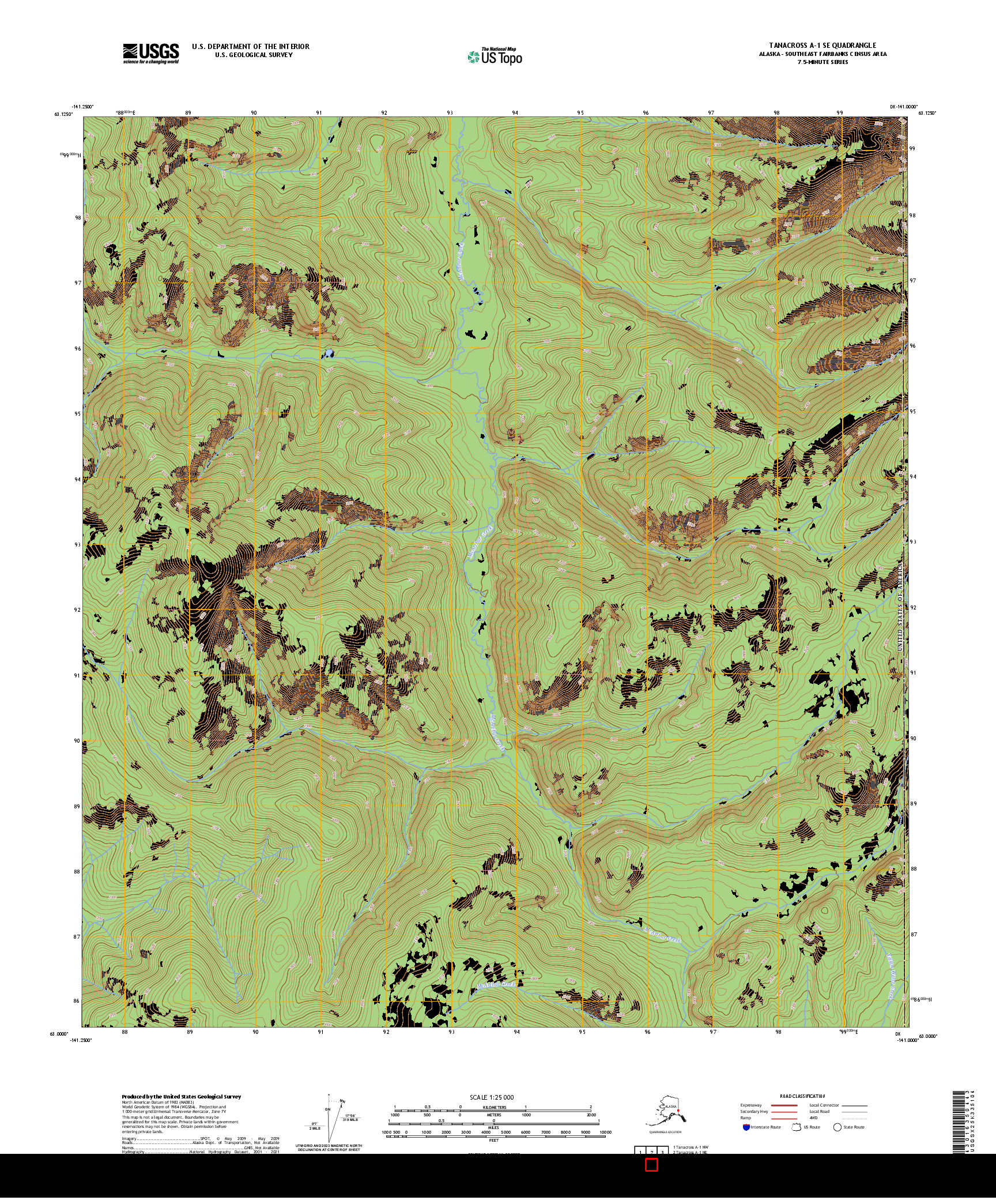 US TOPO 7.5-MINUTE MAP FOR TANACROSS A-1 SE, AK,YT
