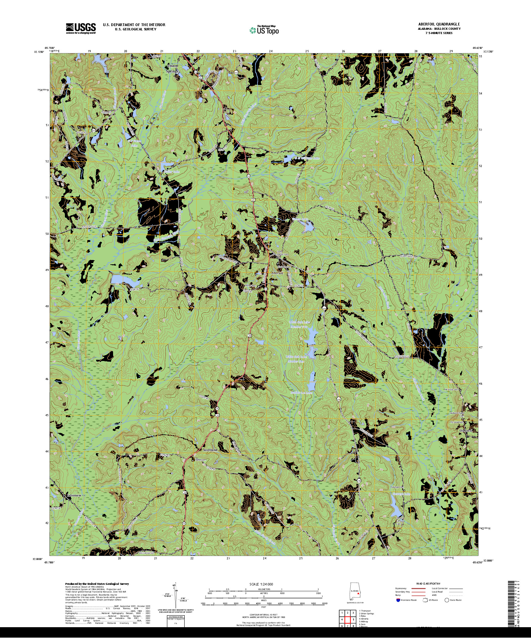 US TOPO 7.5-MINUTE MAP FOR ABERFOIL, AL