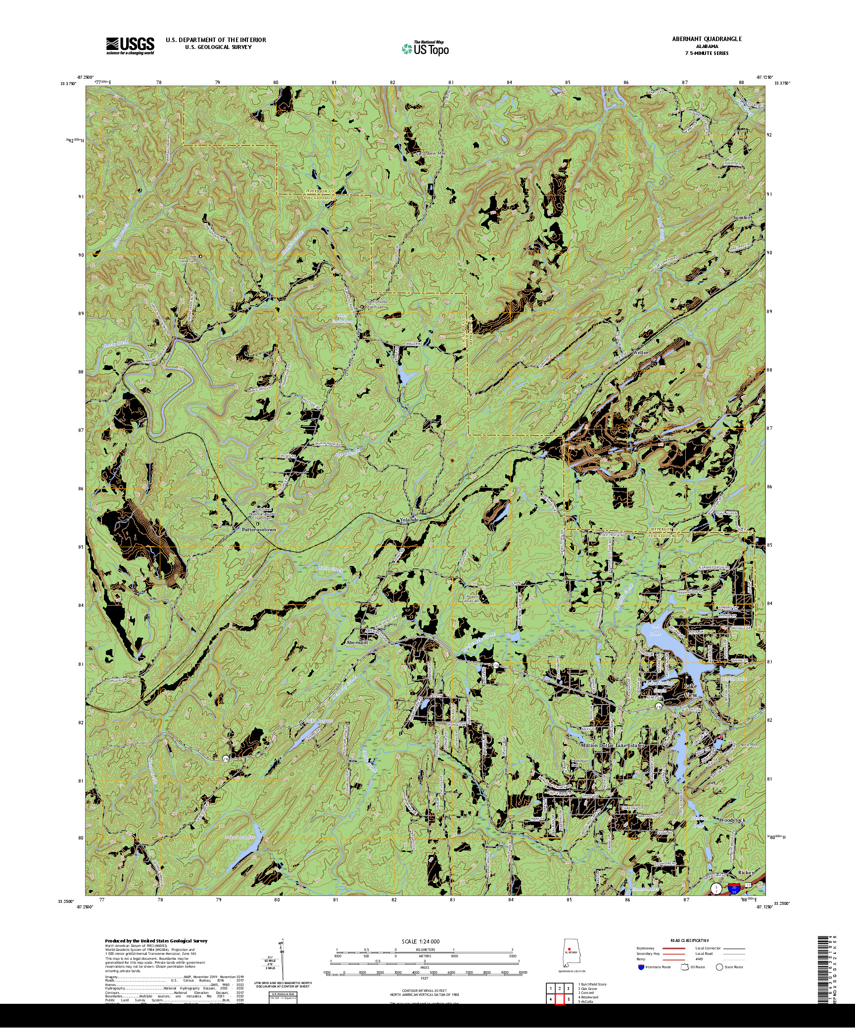 US TOPO 7.5-MINUTE MAP FOR ABERNANT, AL