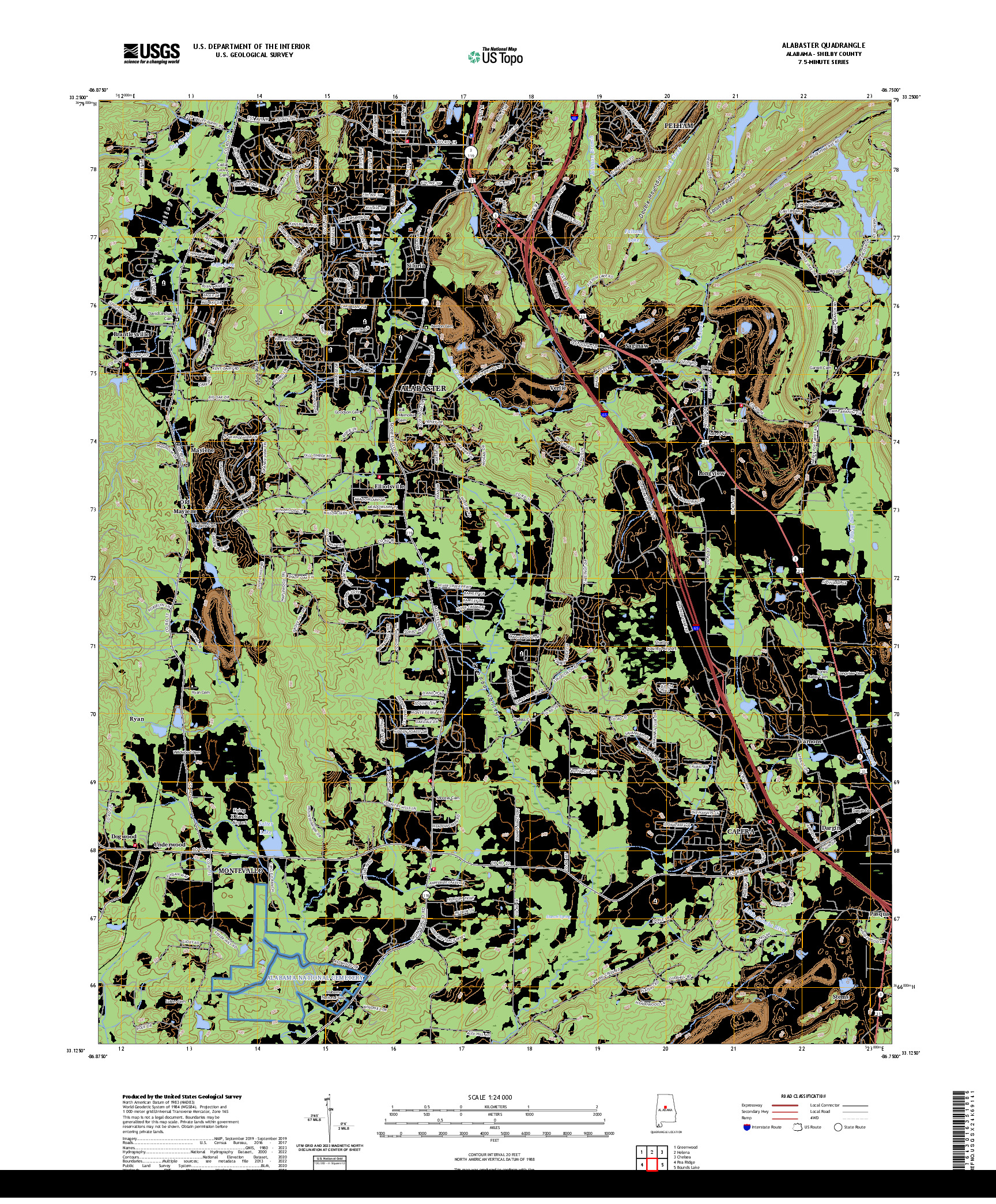 US TOPO 7.5-MINUTE MAP FOR ALABASTER, AL