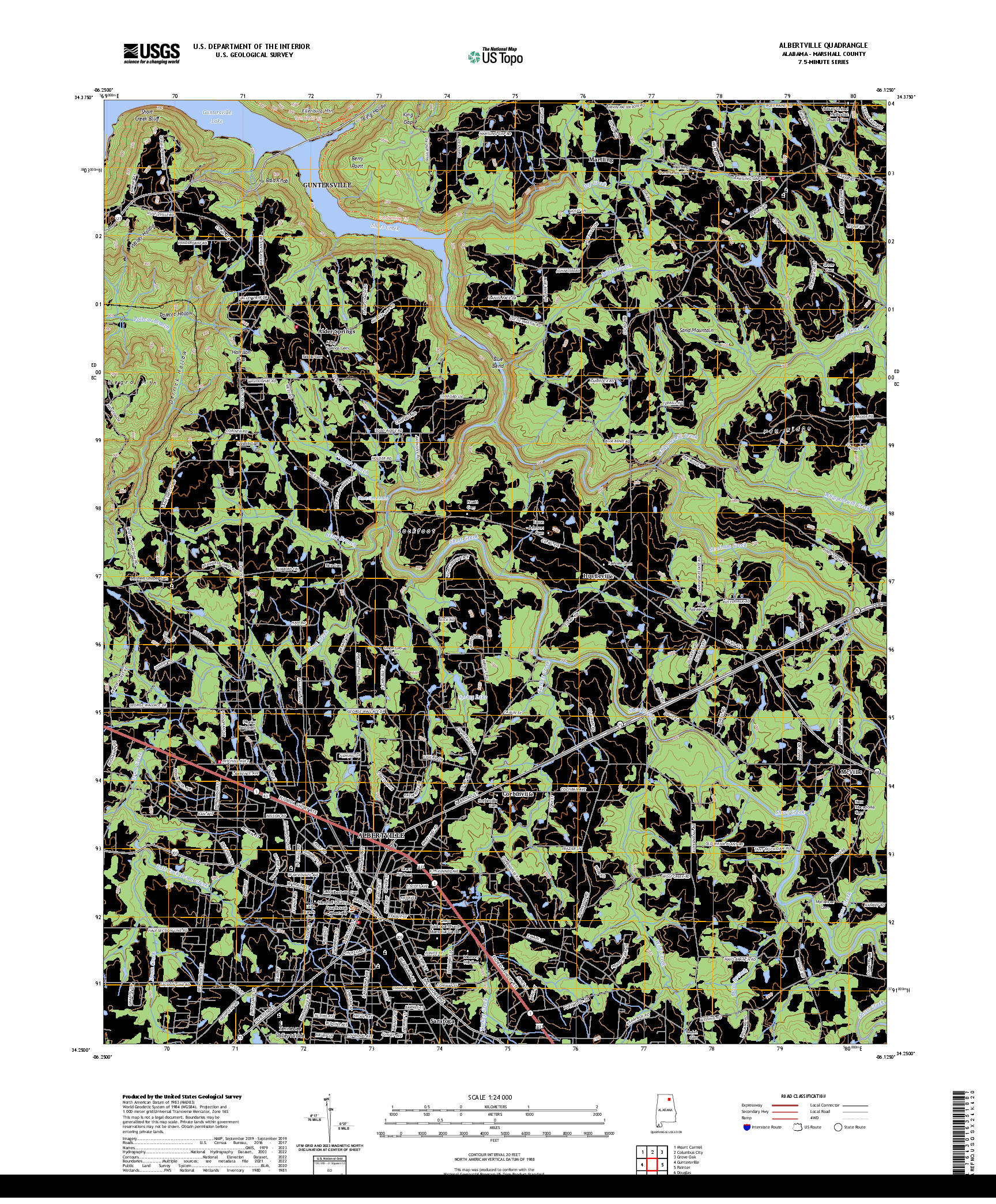 US TOPO 7.5-MINUTE MAP FOR ALBERTVILLE, AL