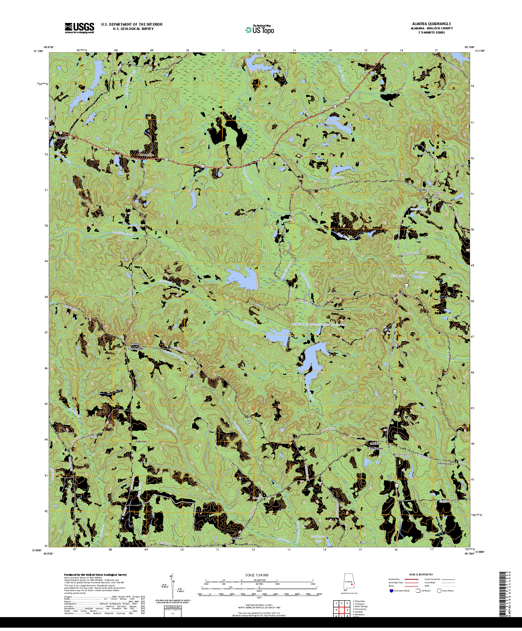 US TOPO 7.5-MINUTE MAP FOR ALMERIA, AL