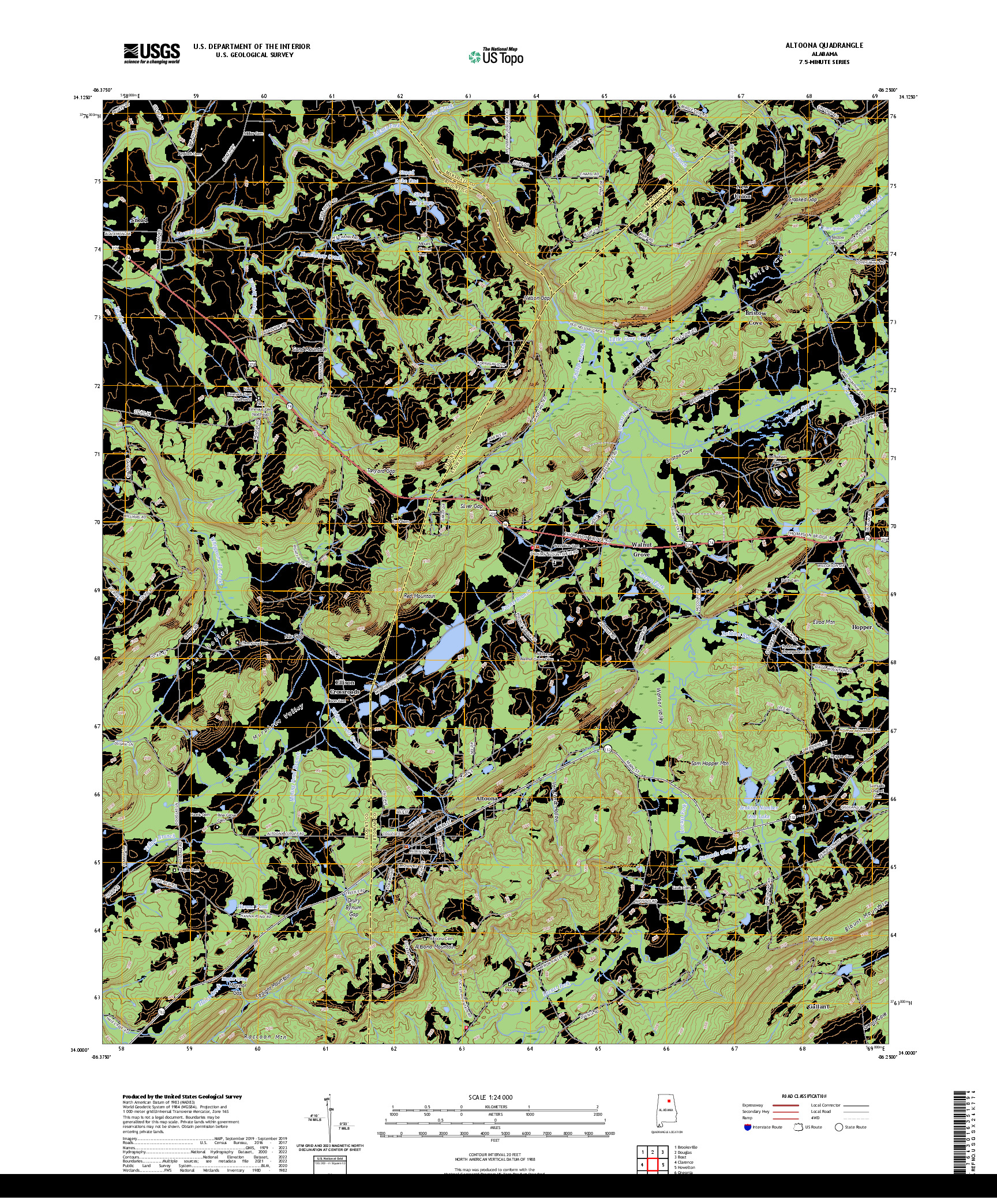 US TOPO 7.5-MINUTE MAP FOR ALTOONA, AL