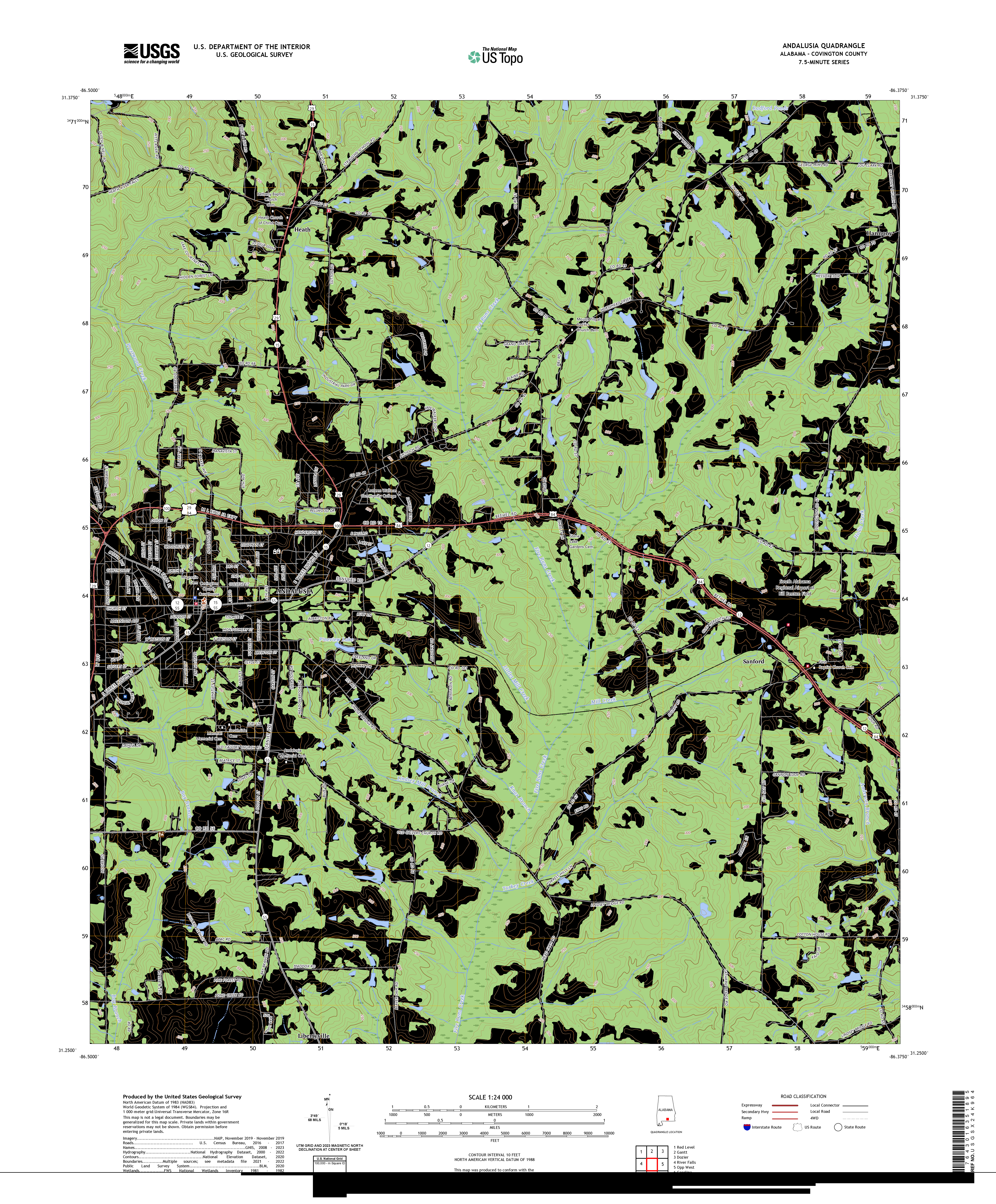 US TOPO 7.5-MINUTE MAP FOR ANDALUSIA, AL