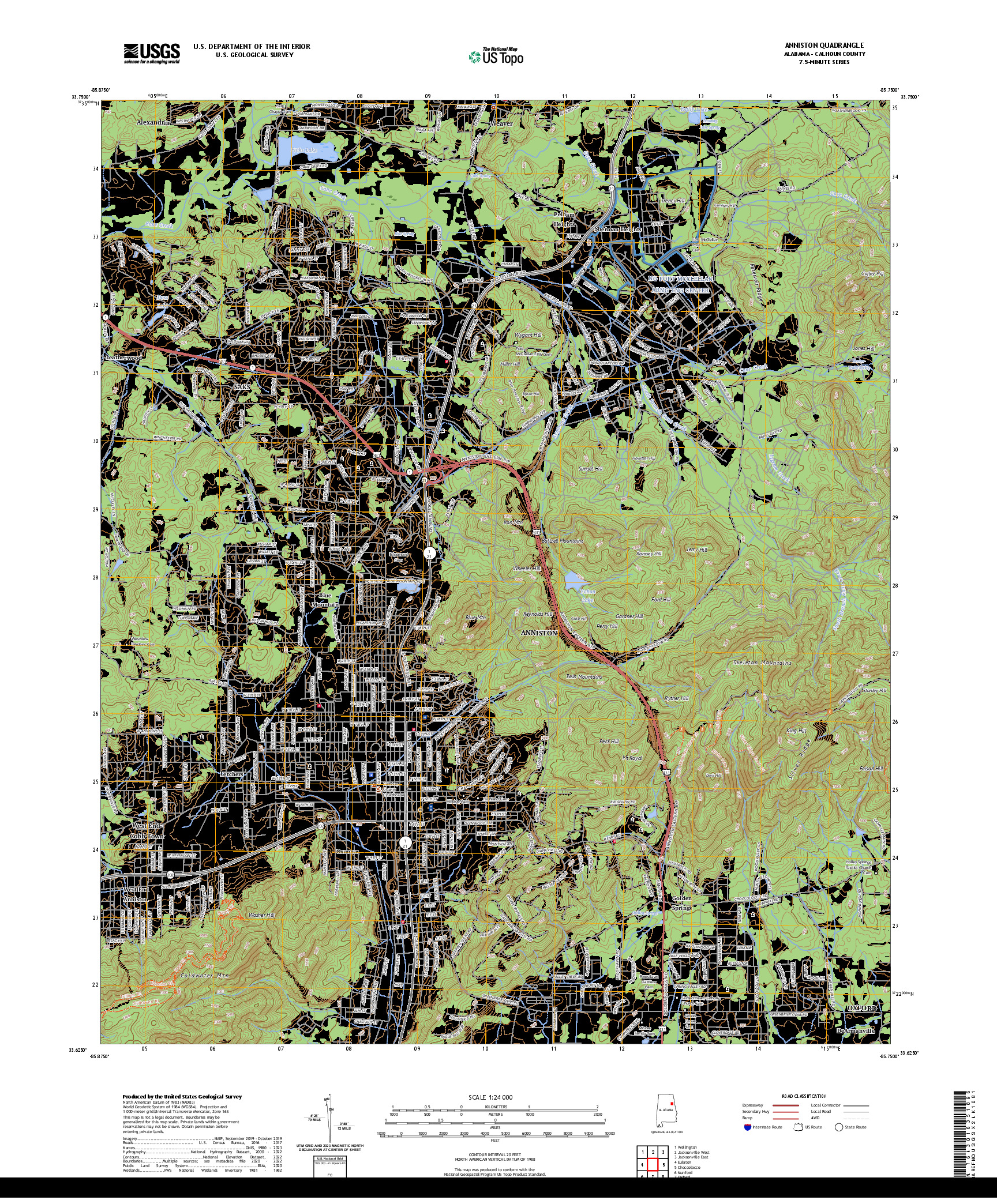 US TOPO 7.5-MINUTE MAP FOR ANNISTON, AL