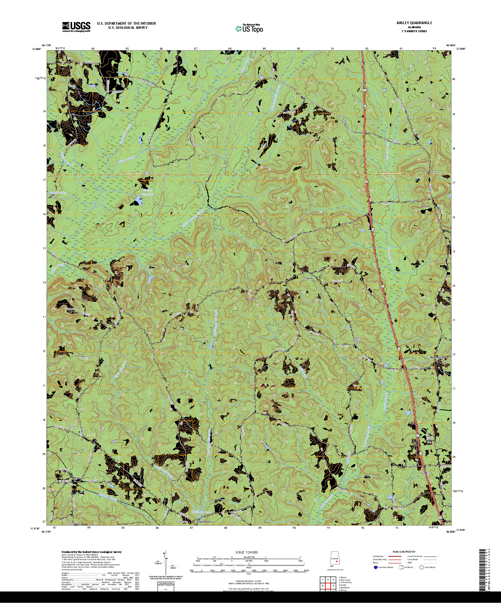 US TOPO 7.5-MINUTE MAP FOR ANSLEY, AL