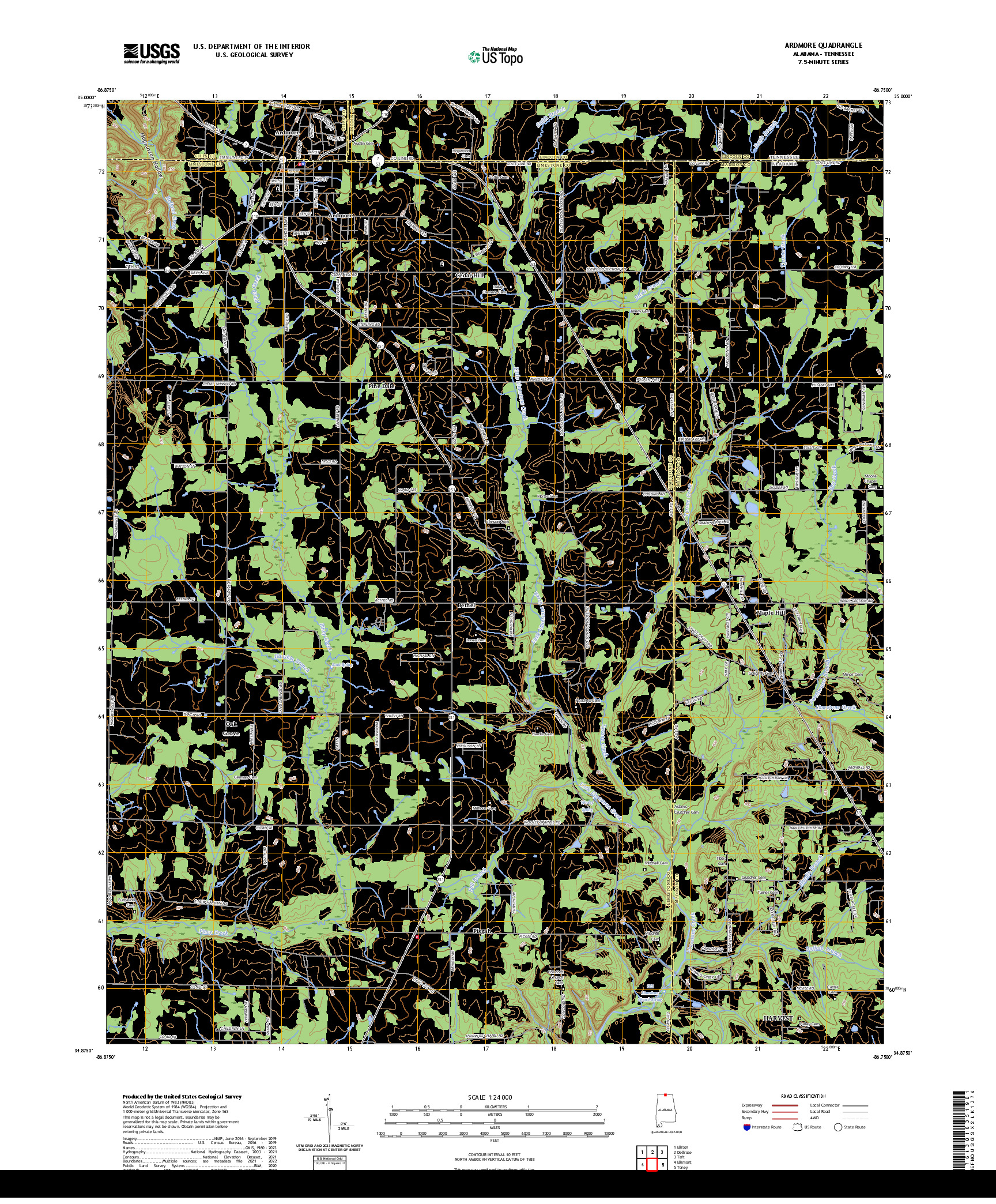 US TOPO 7.5-MINUTE MAP FOR ARDMORE, AL,TN