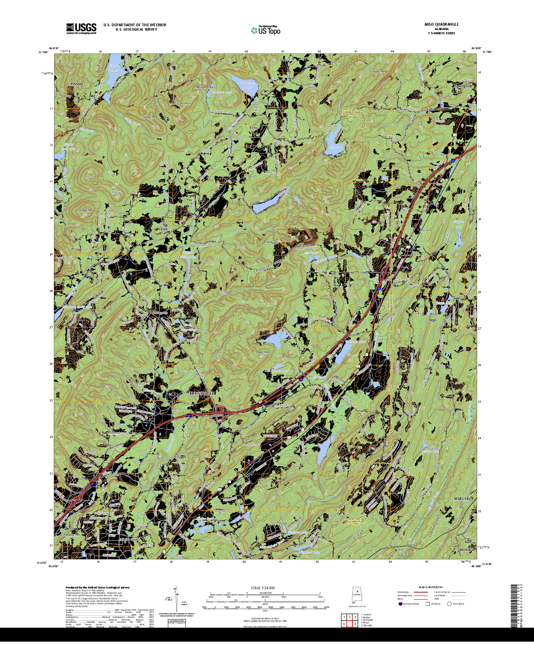 US TOPO 7.5-MINUTE MAP FOR ARGO, AL