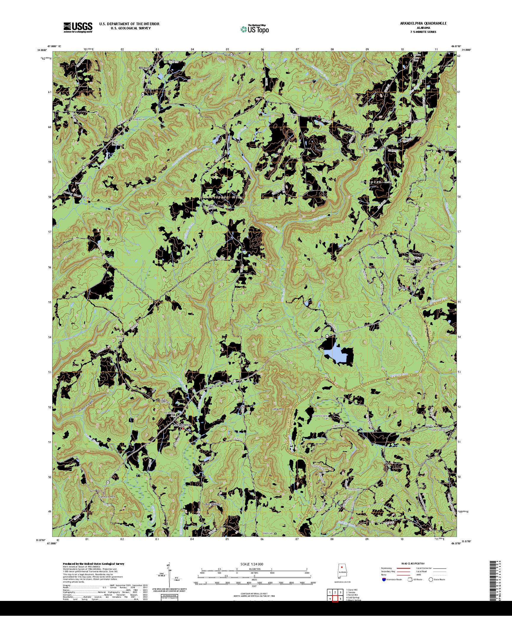 US TOPO 7.5-MINUTE MAP FOR ARKADELPHIA, AL