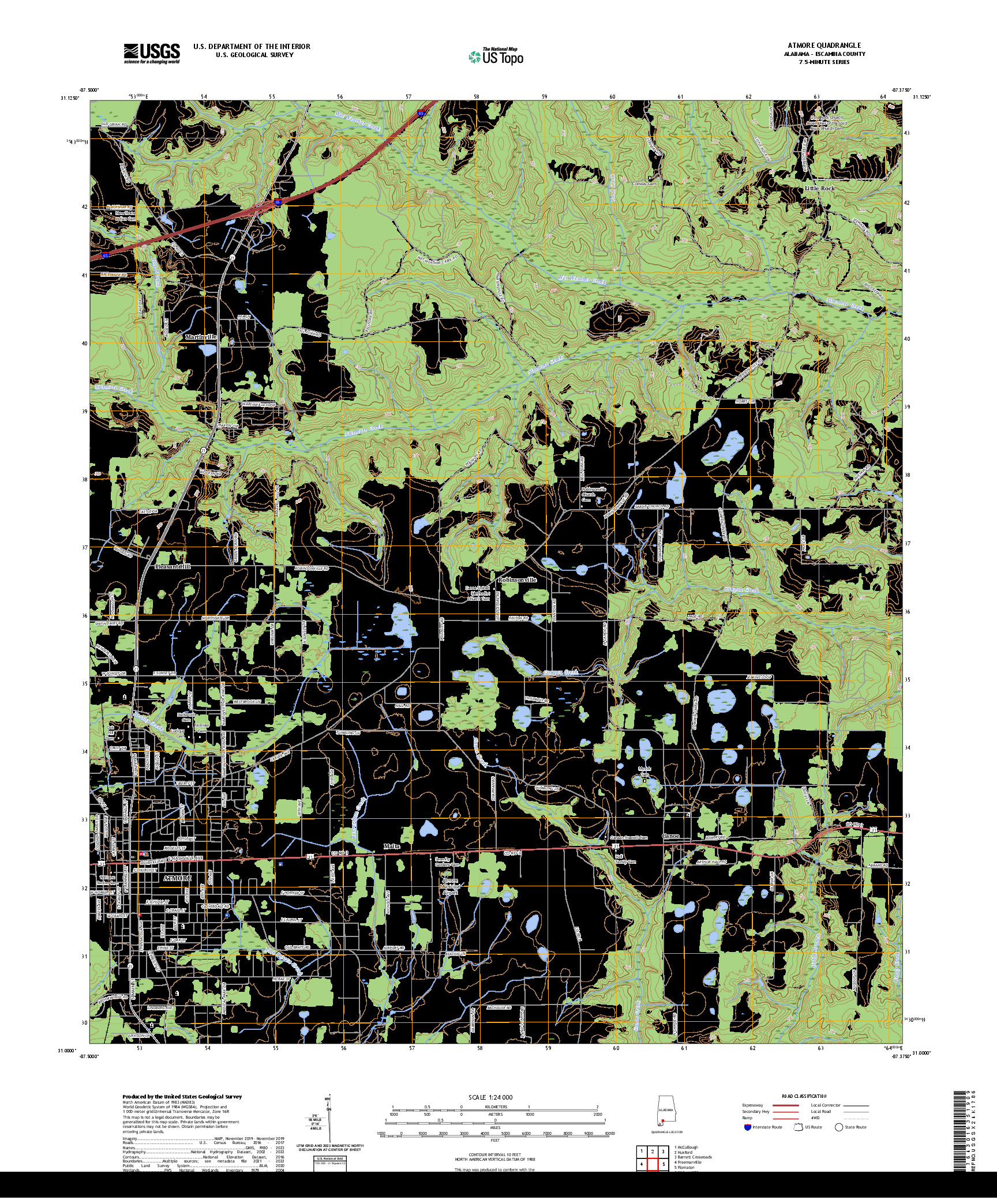 US TOPO 7.5-MINUTE MAP FOR ATMORE, AL