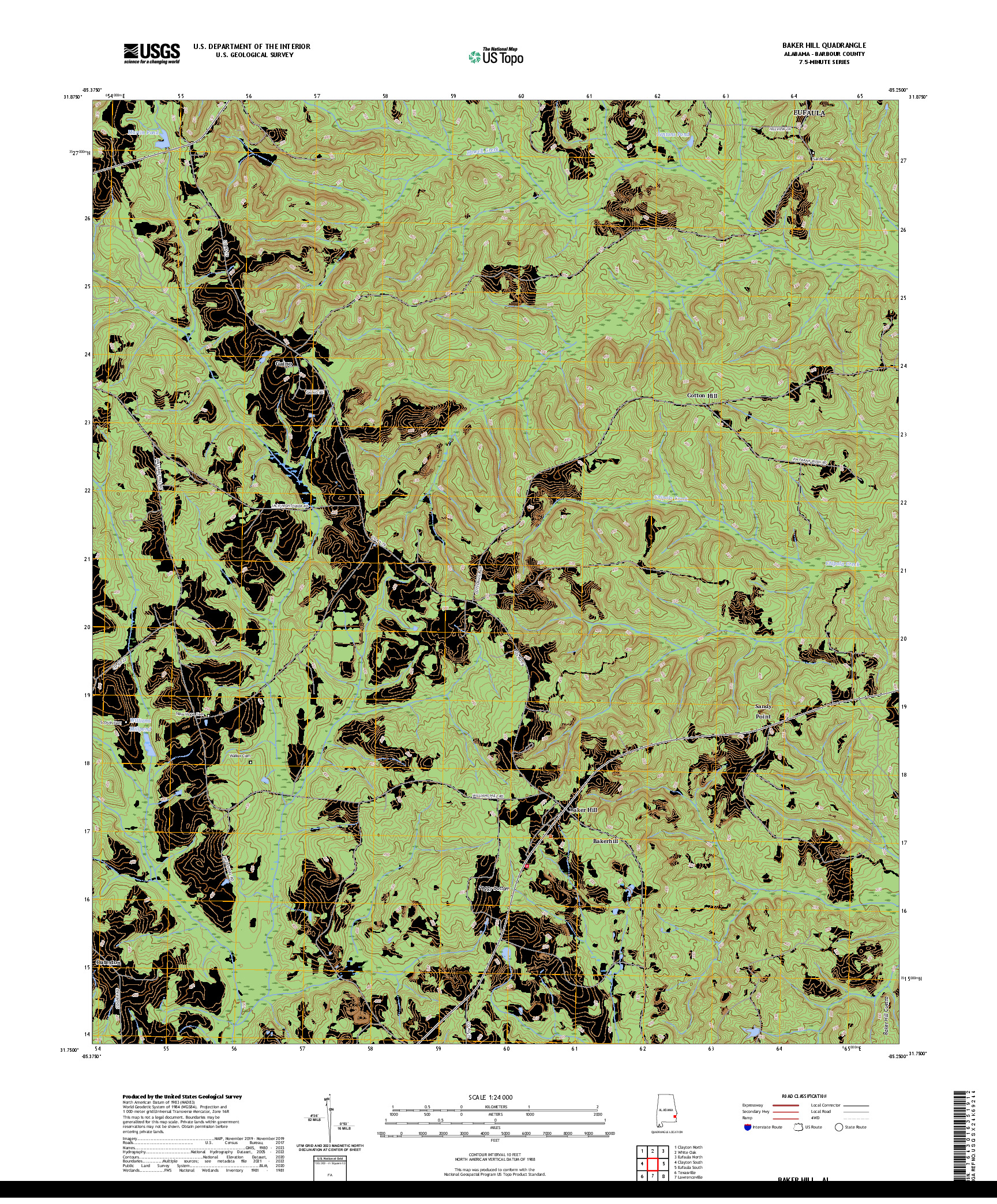 US TOPO 7.5-MINUTE MAP FOR BAKER HILL, AL