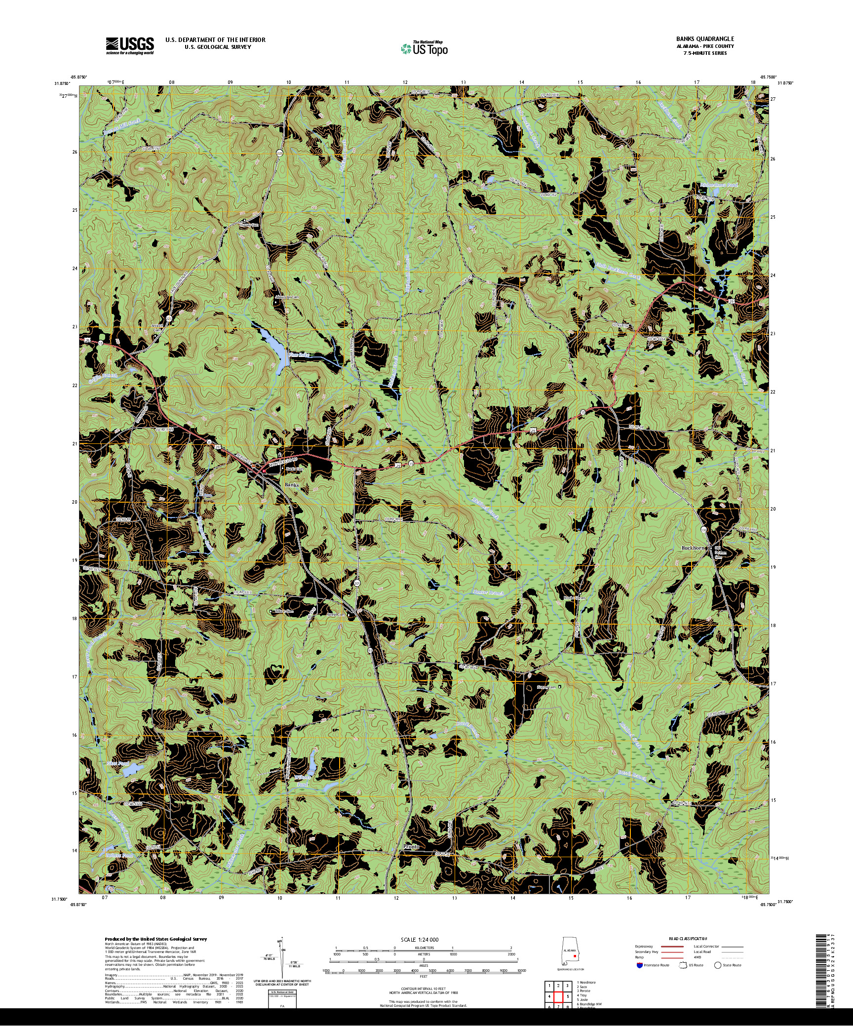 US TOPO 7.5-MINUTE MAP FOR BANKS, AL